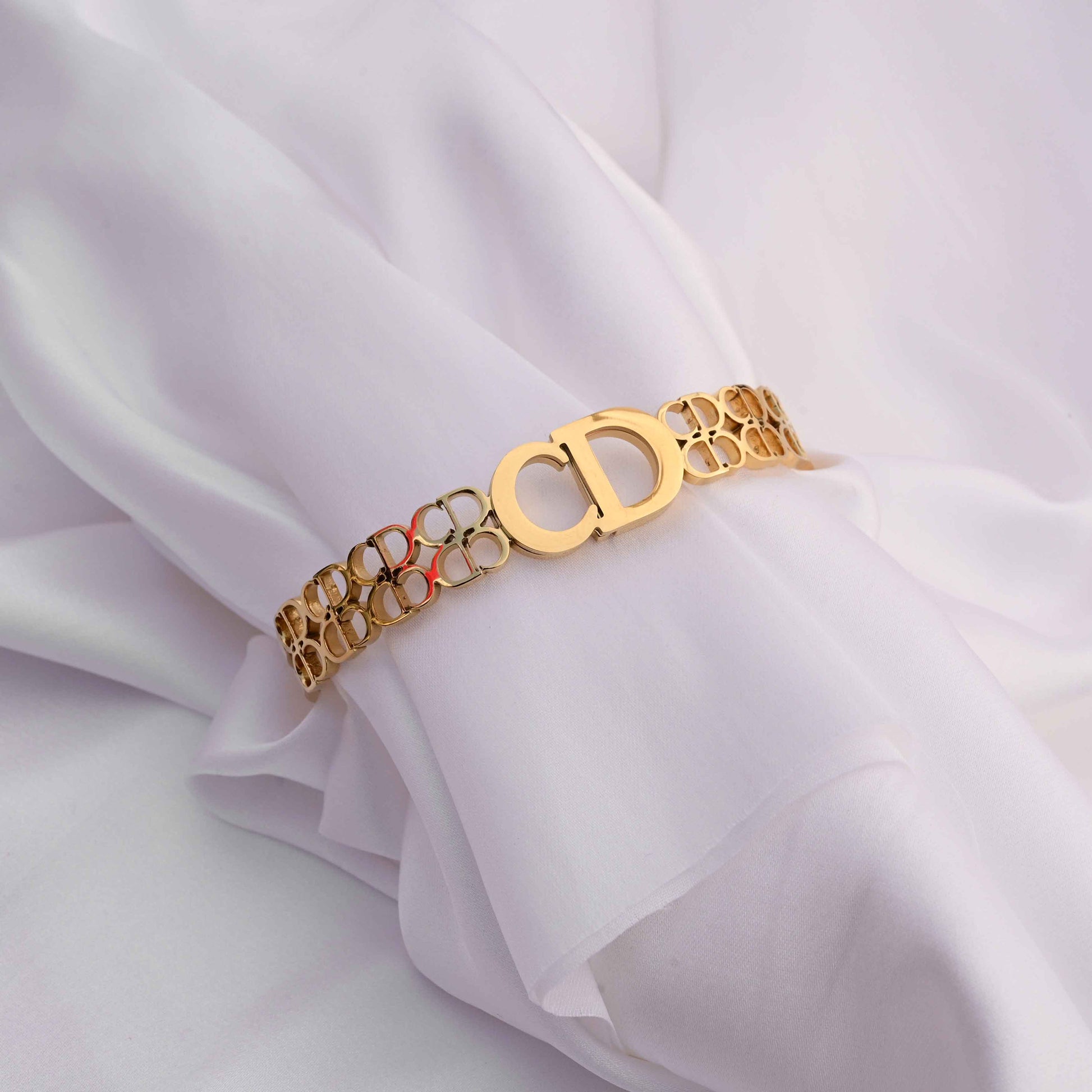 Christian Dior CD logo stainless Bracelet in Gold