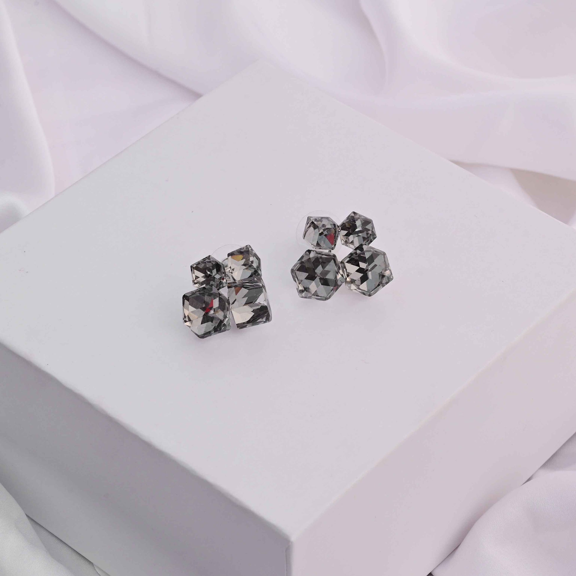 Crystal cubes in black earrings