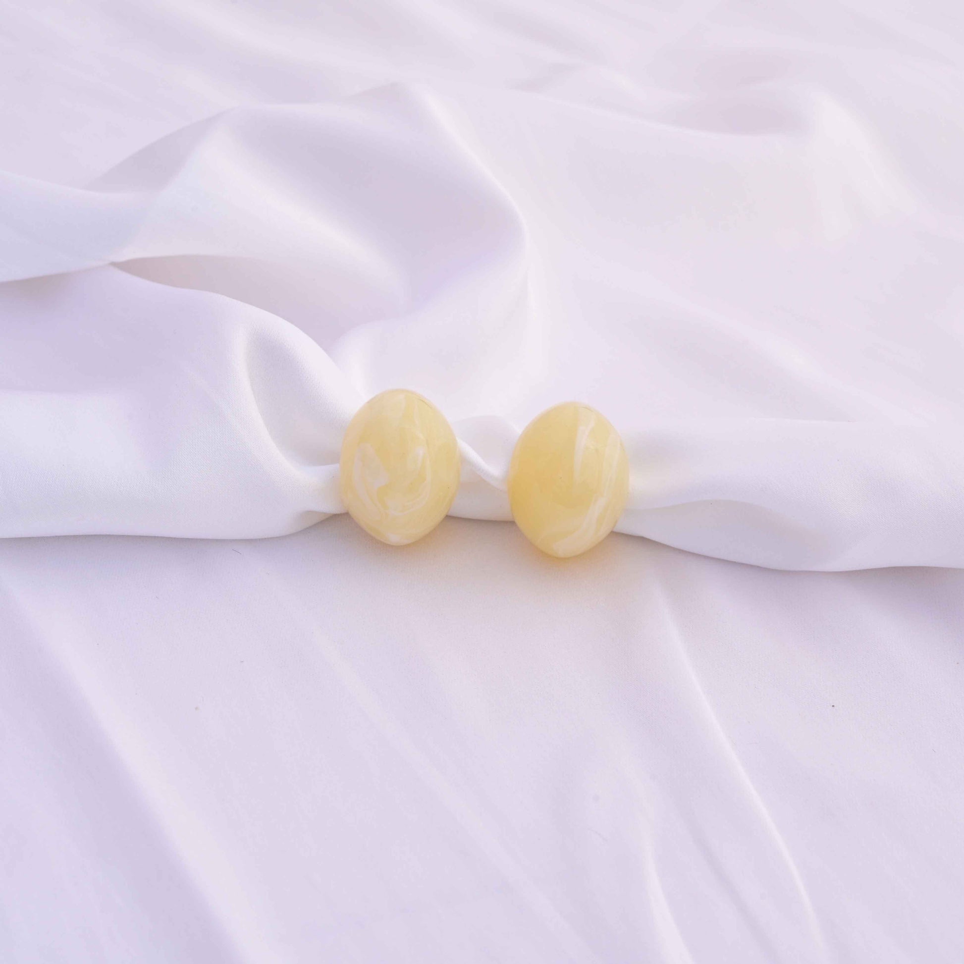 Chunky marble moon earrings  Color : ivory white