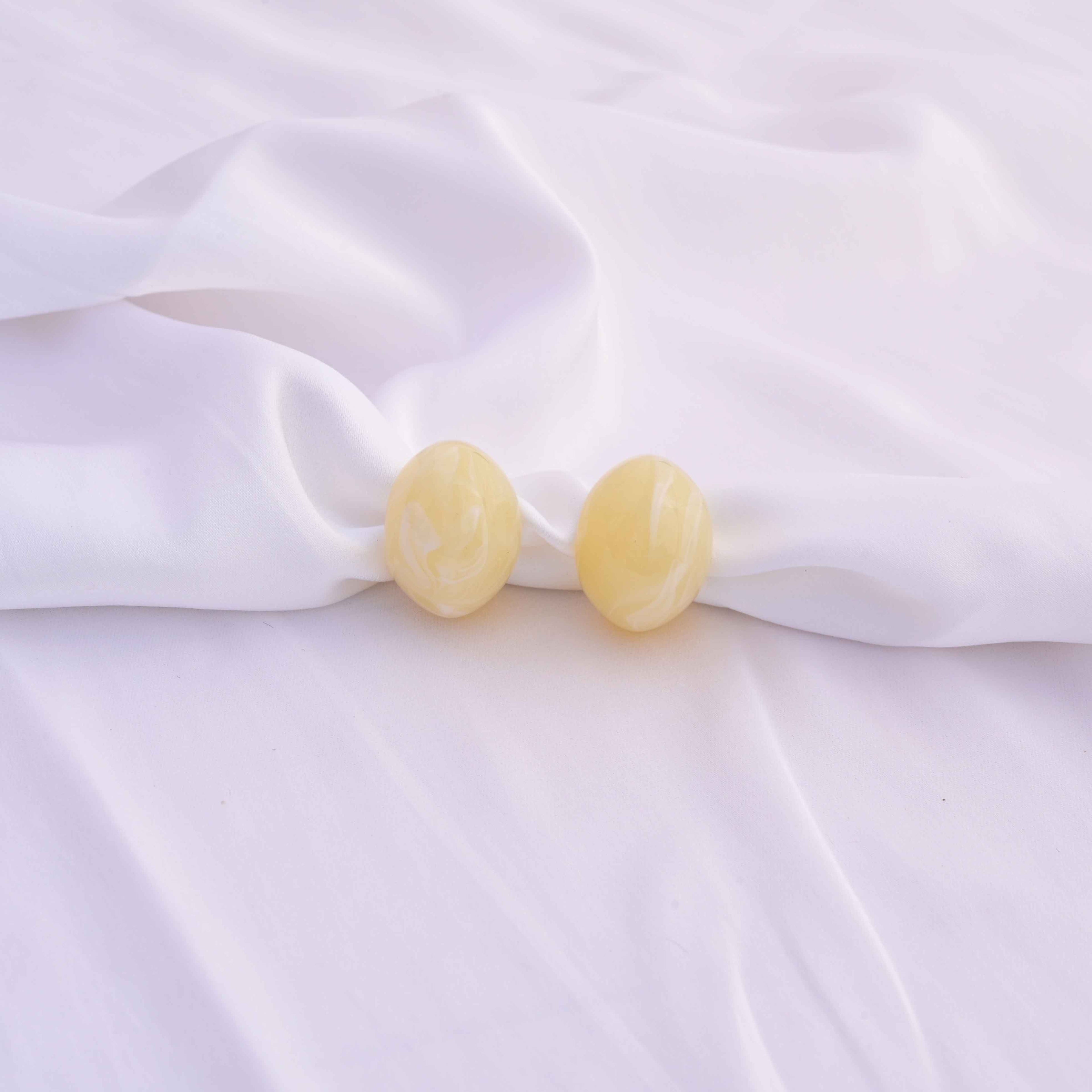 Chunky marble moon earrings  Color : Prussian blue, ivory white & sage green