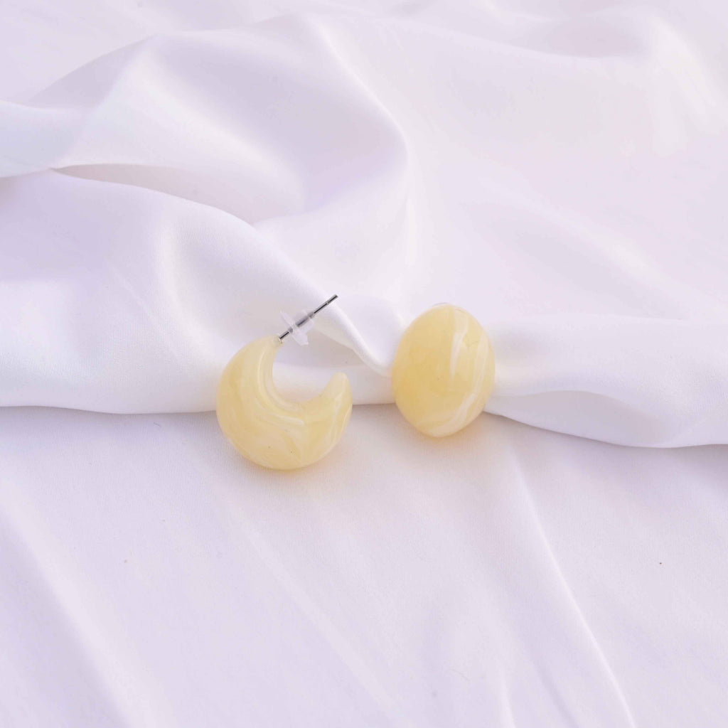 Chunky marble moon earrings  Color : ivory white