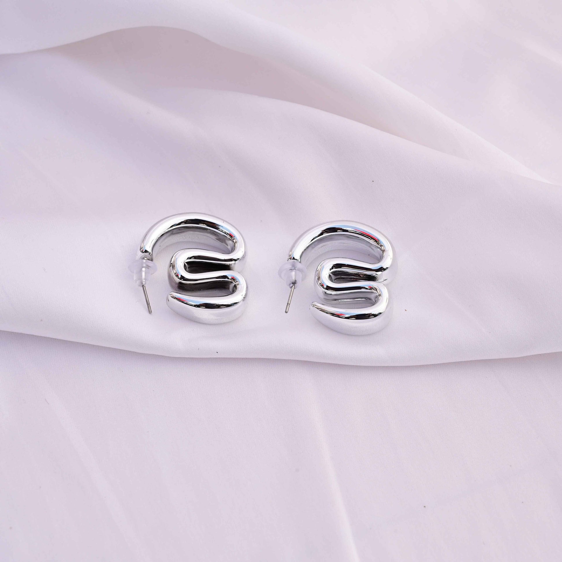 Silver swirl earrings