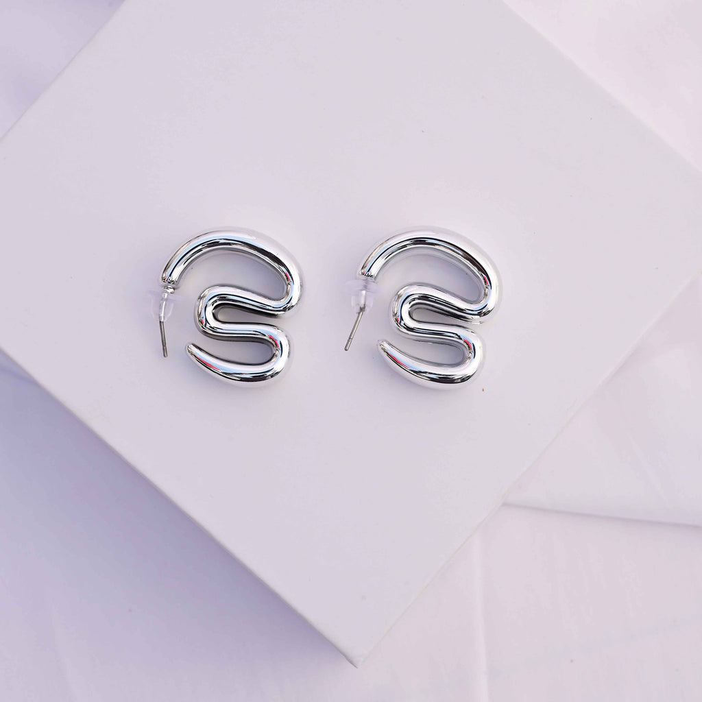 Silver swirl earrings