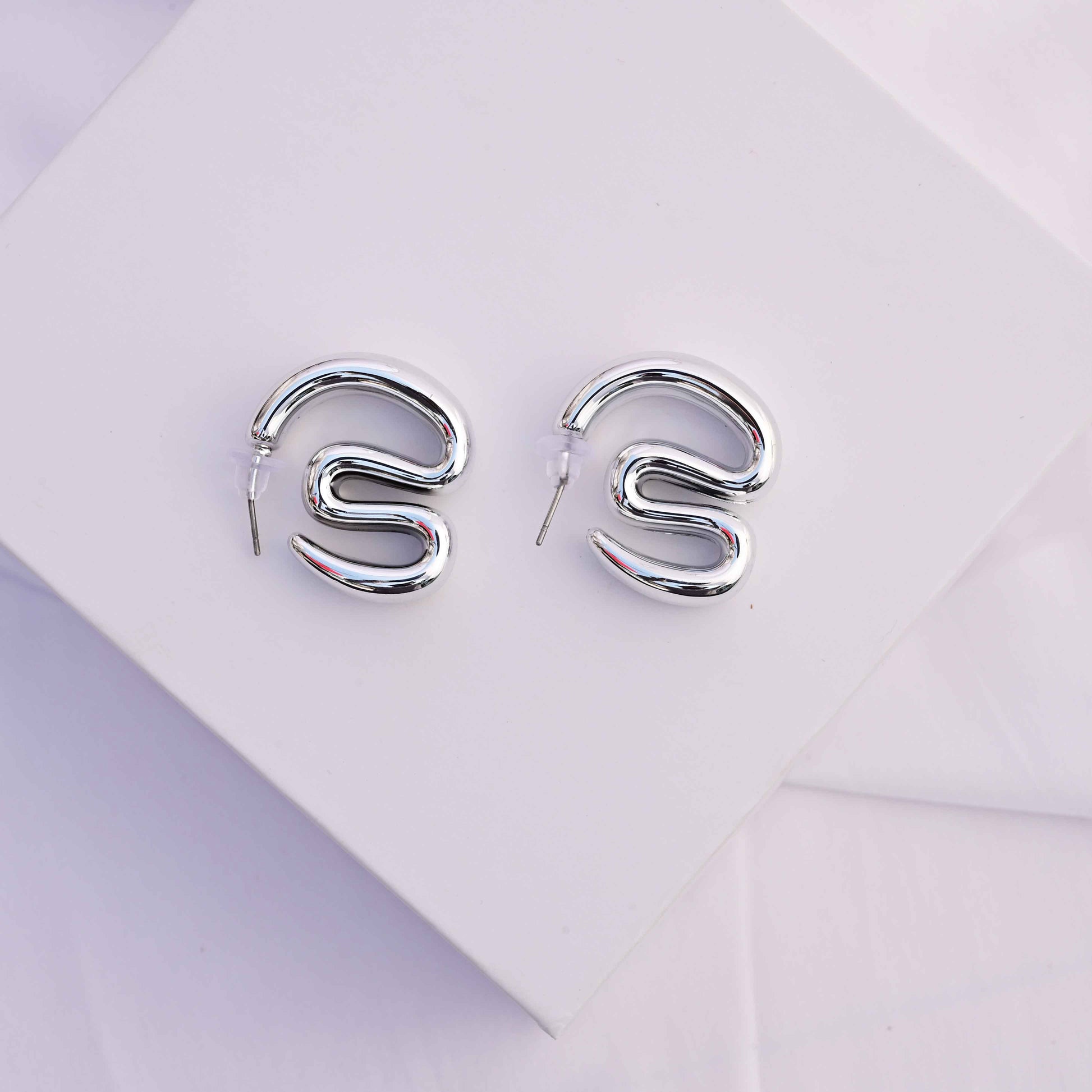 Silver swirl earrings