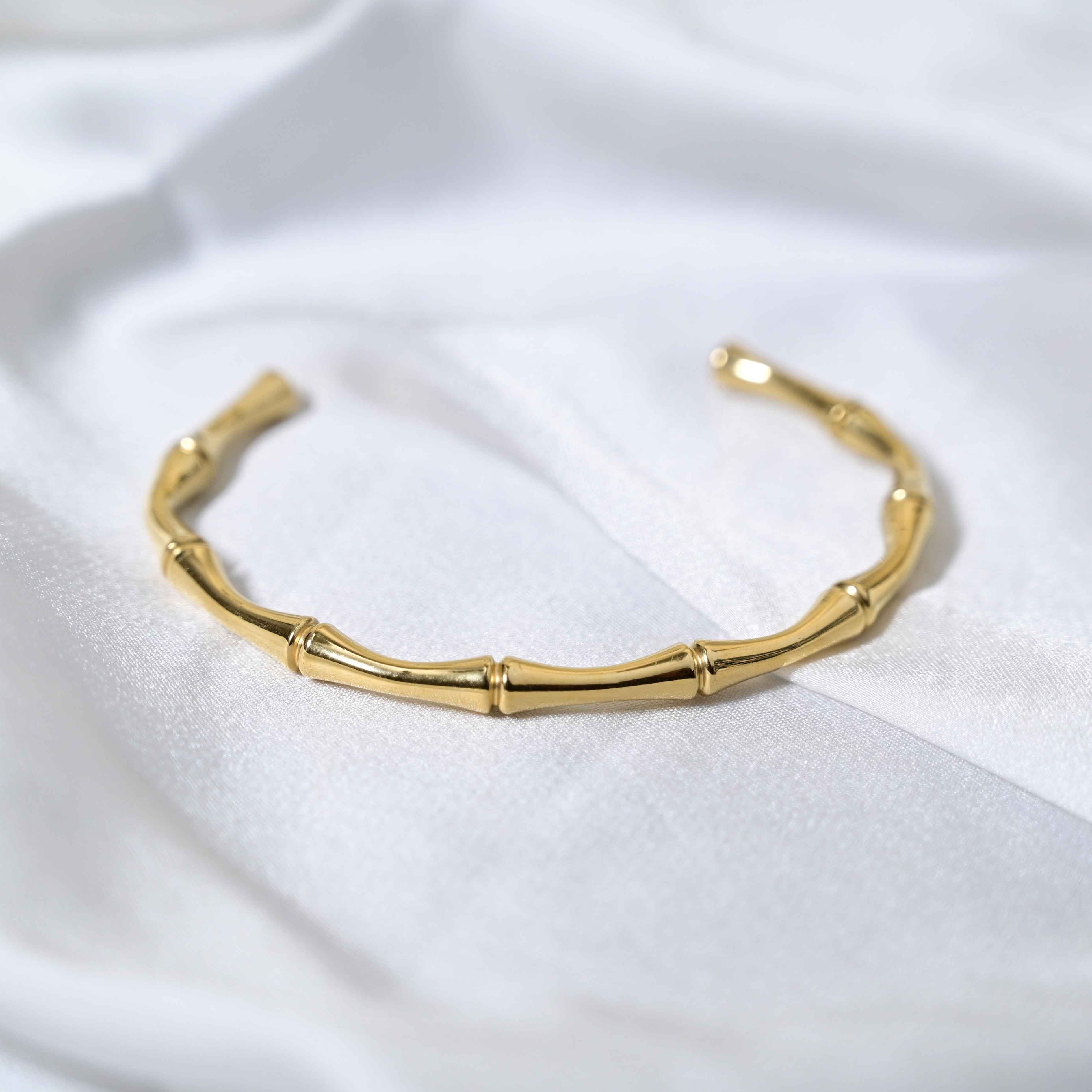 Gold bamboo bracelet: Anti Tarnish jewellery