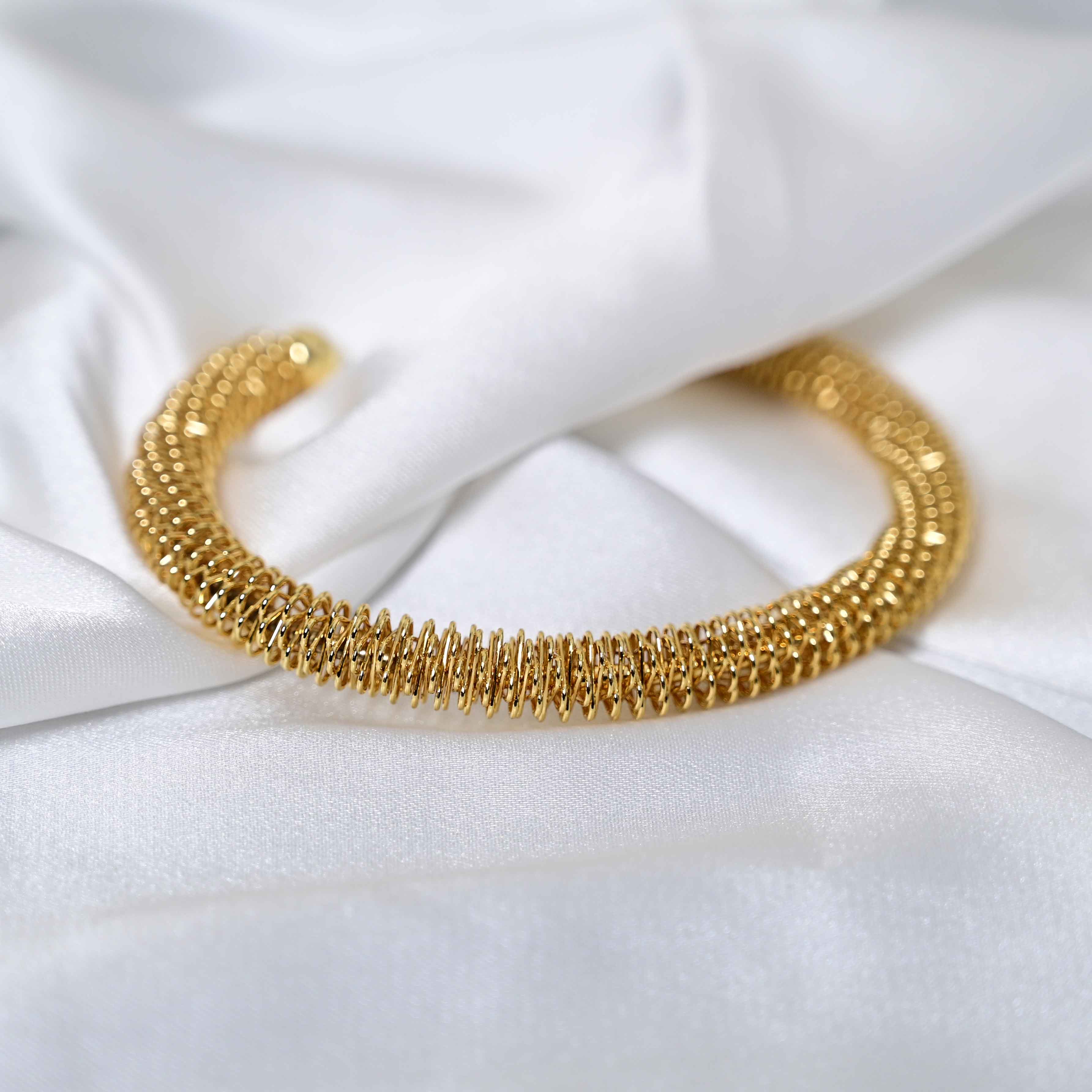 Gold mesh bangle: Anti Tarnish jewelry