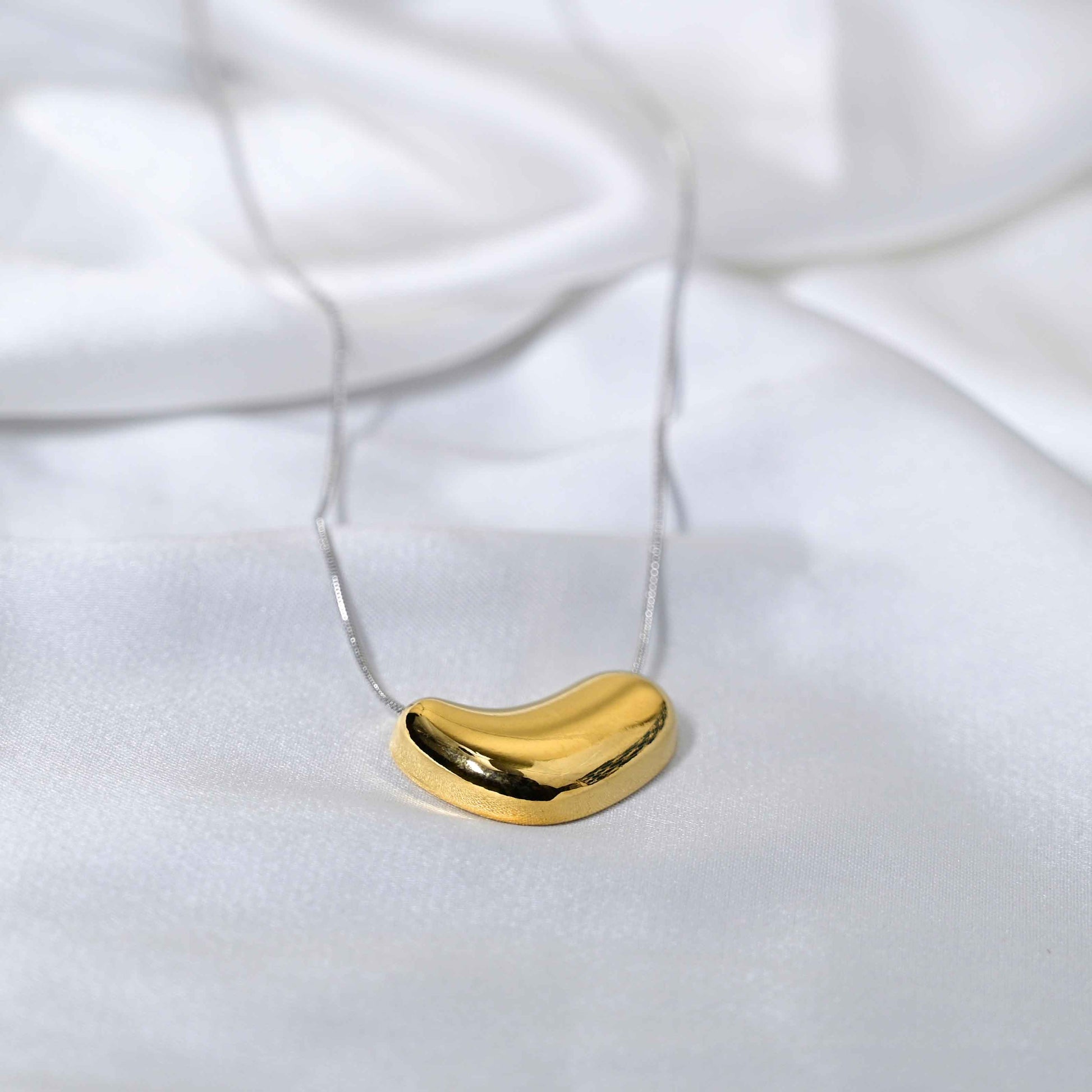 Molten Heart Necklace: Golden Heart with silver Chain