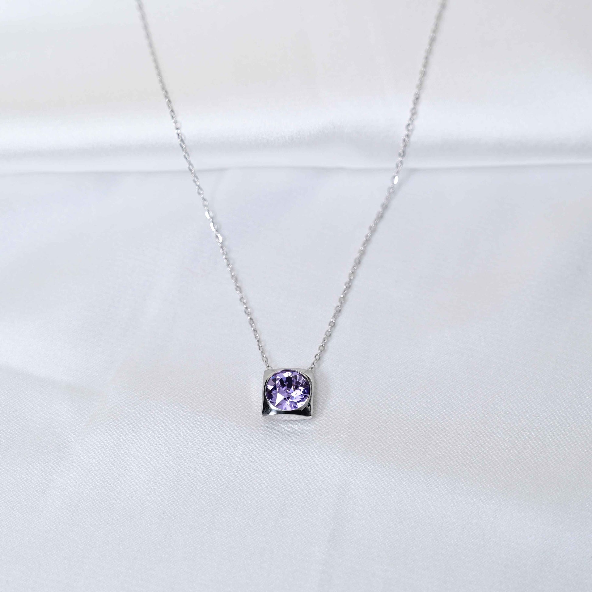 Purple Lilac crystal Pendant Necklace: Anti Tarnish jewelry