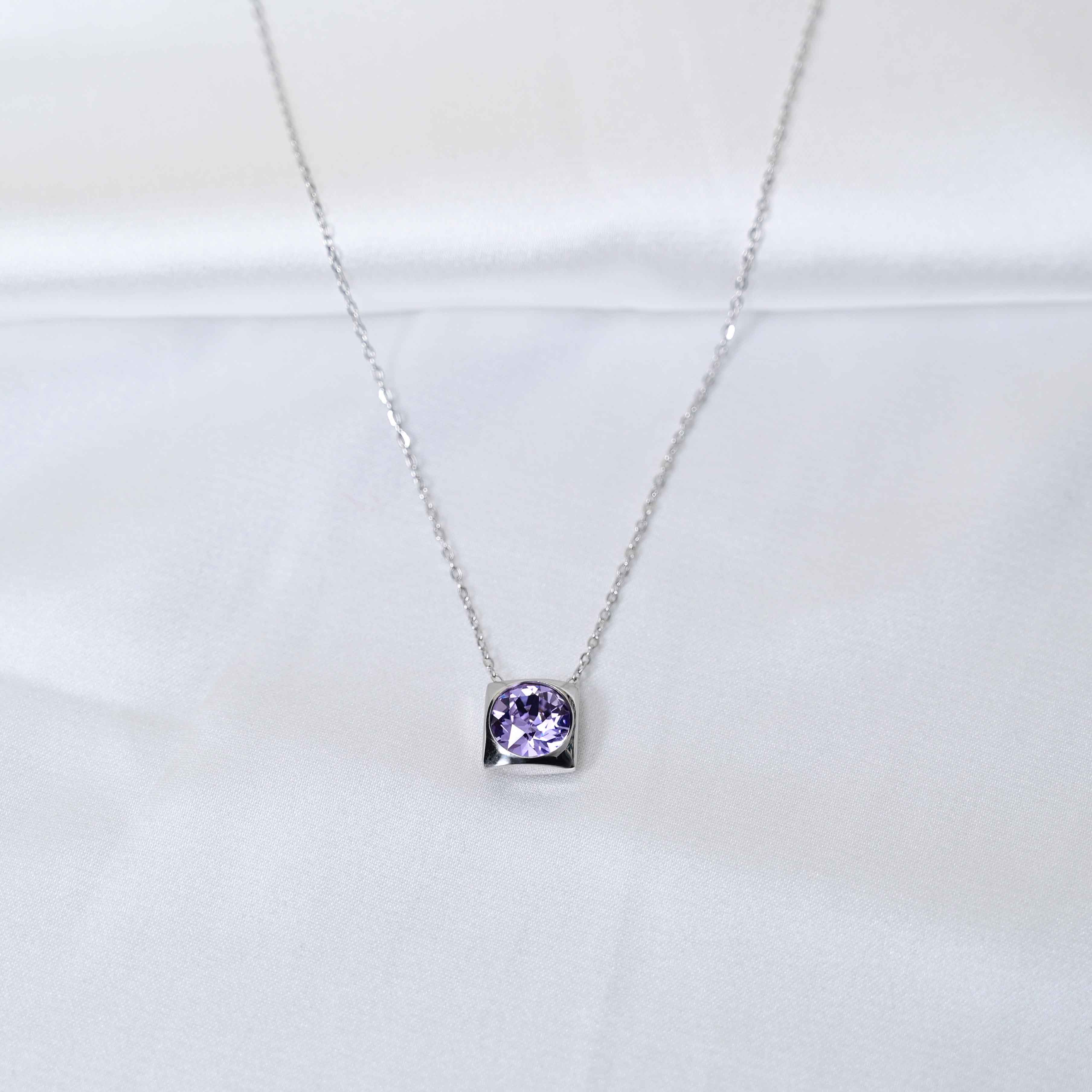 Purple Lilac crystal Pendant Necklace: Anti Tarnish jewelry