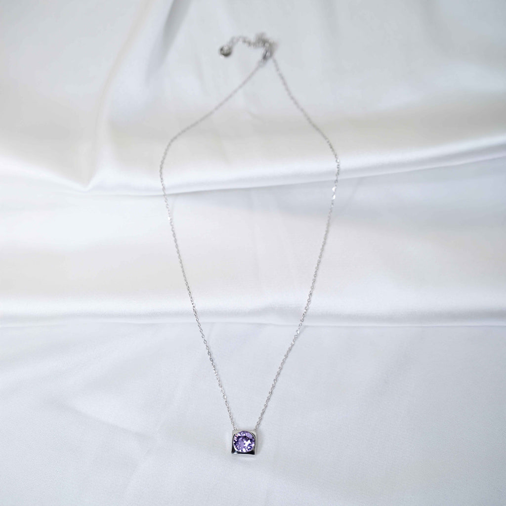 Purple Lilac crystal Pendant Necklace: Anti Tarnish jewelry