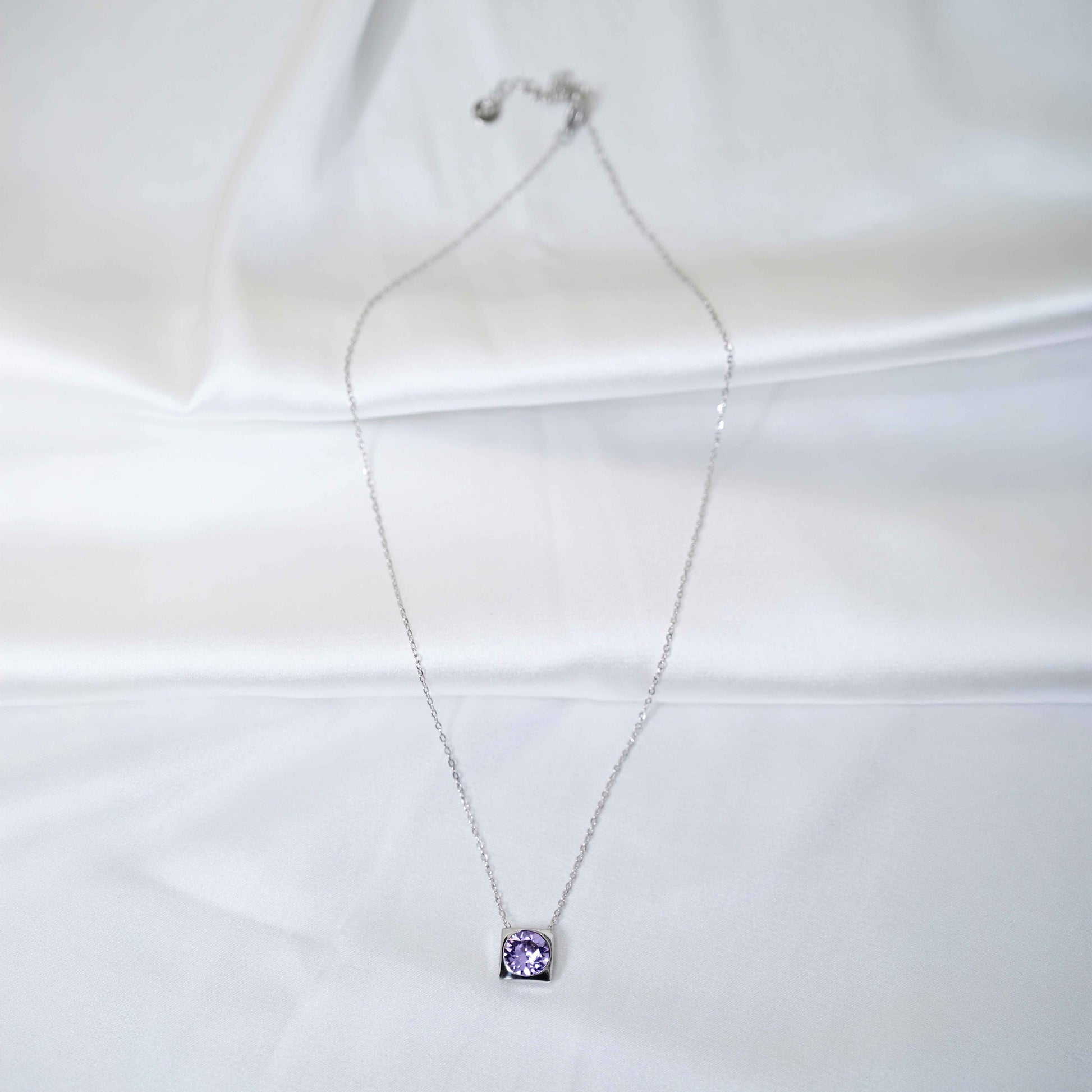 Purple Lilac crystal Pendant Necklace: Anti Tarnish jewelry