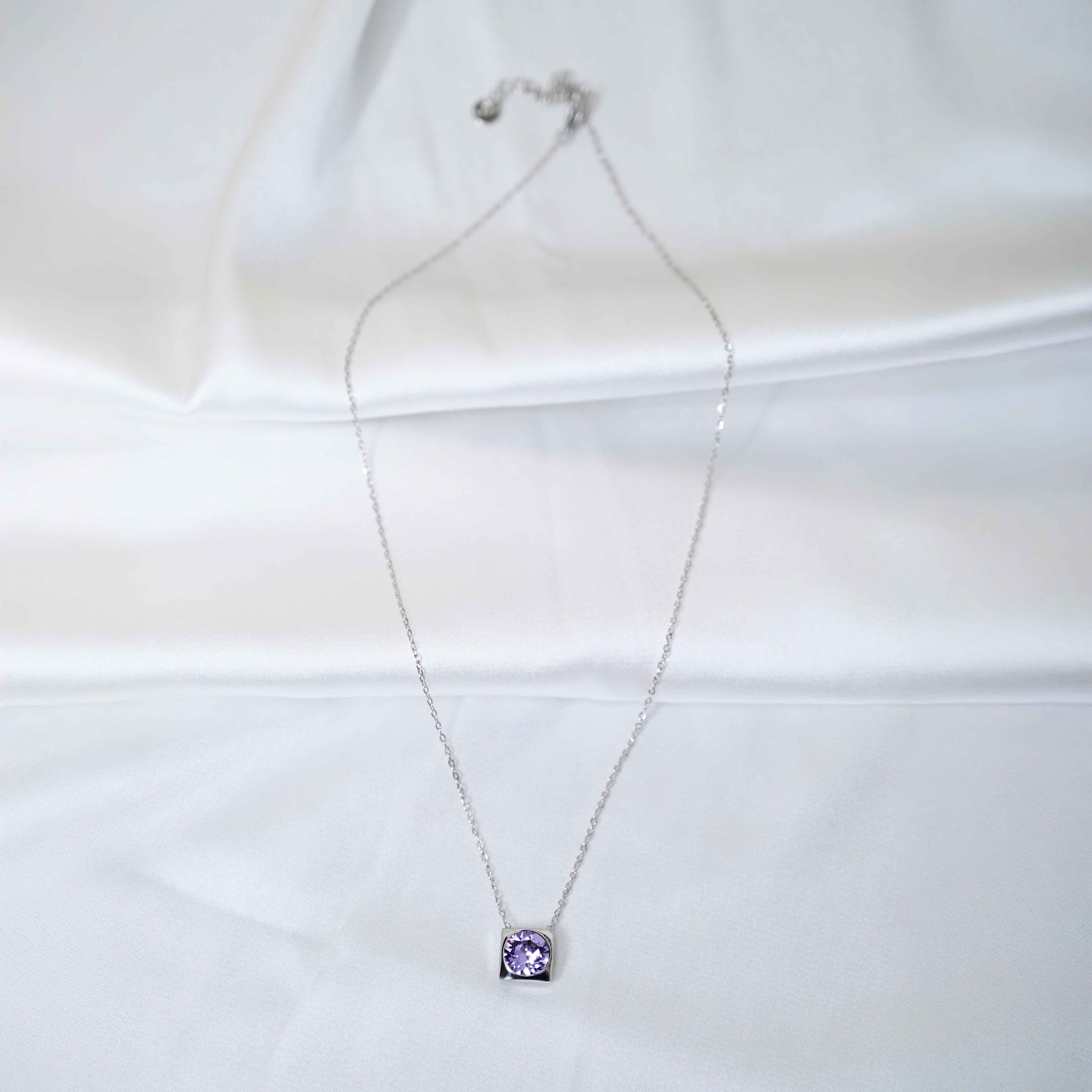 Purple Lilac crystal Pendant Necklace: Anti Tarnish jewelry