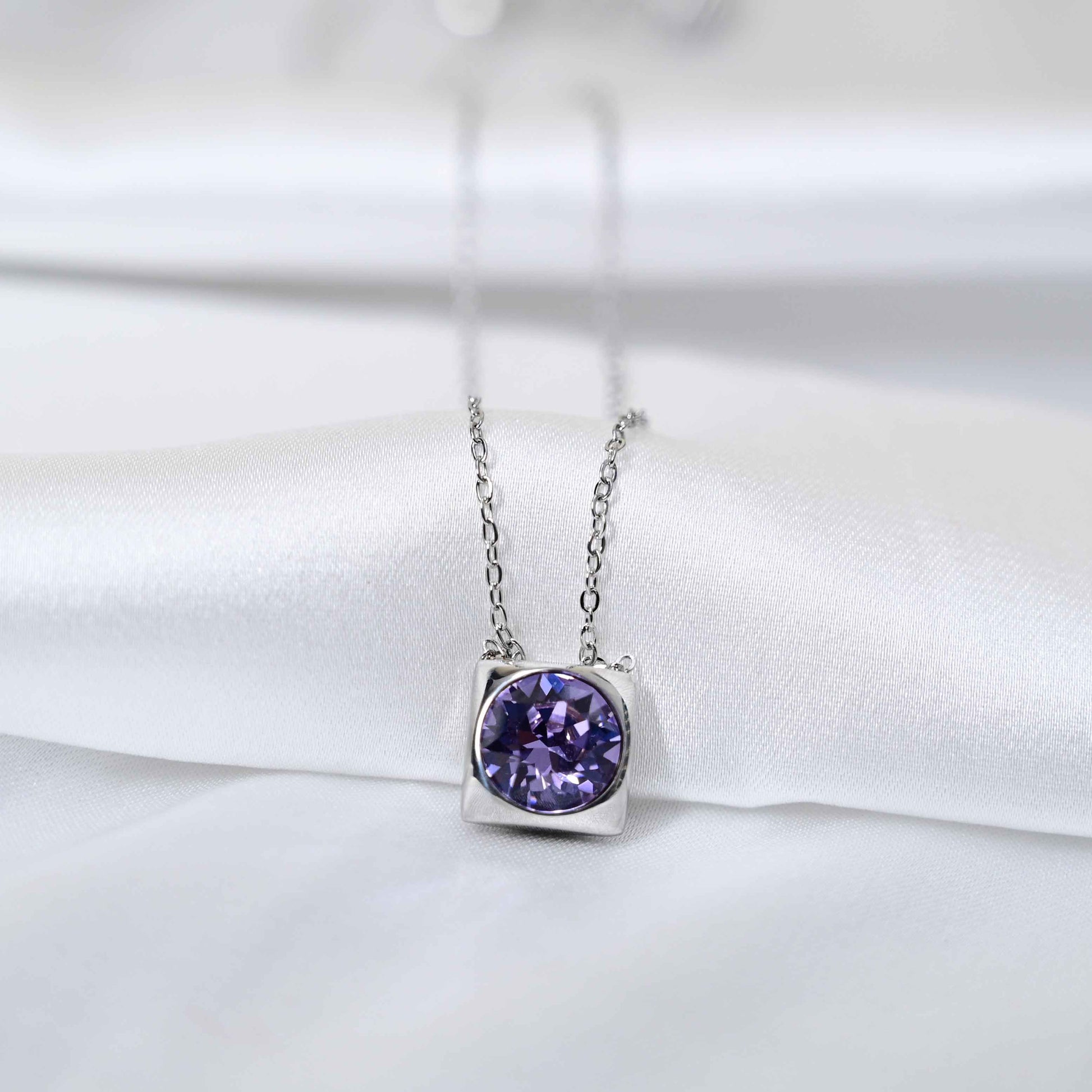 Purple Lilac crystal Pendant Necklace: Anti Tarnish jewelry