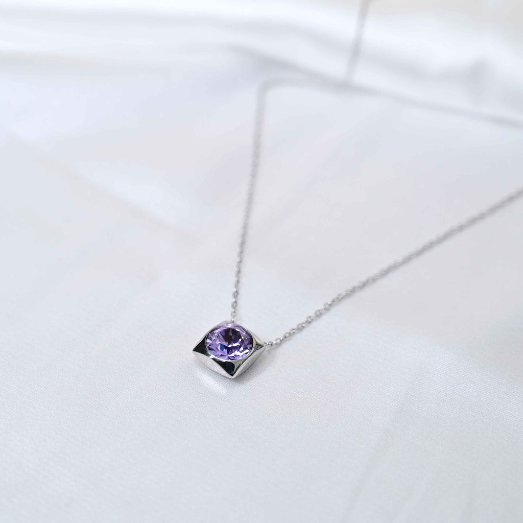 Purple Lilac crystal Pendant Necklace: Anti Tarnish jewelry