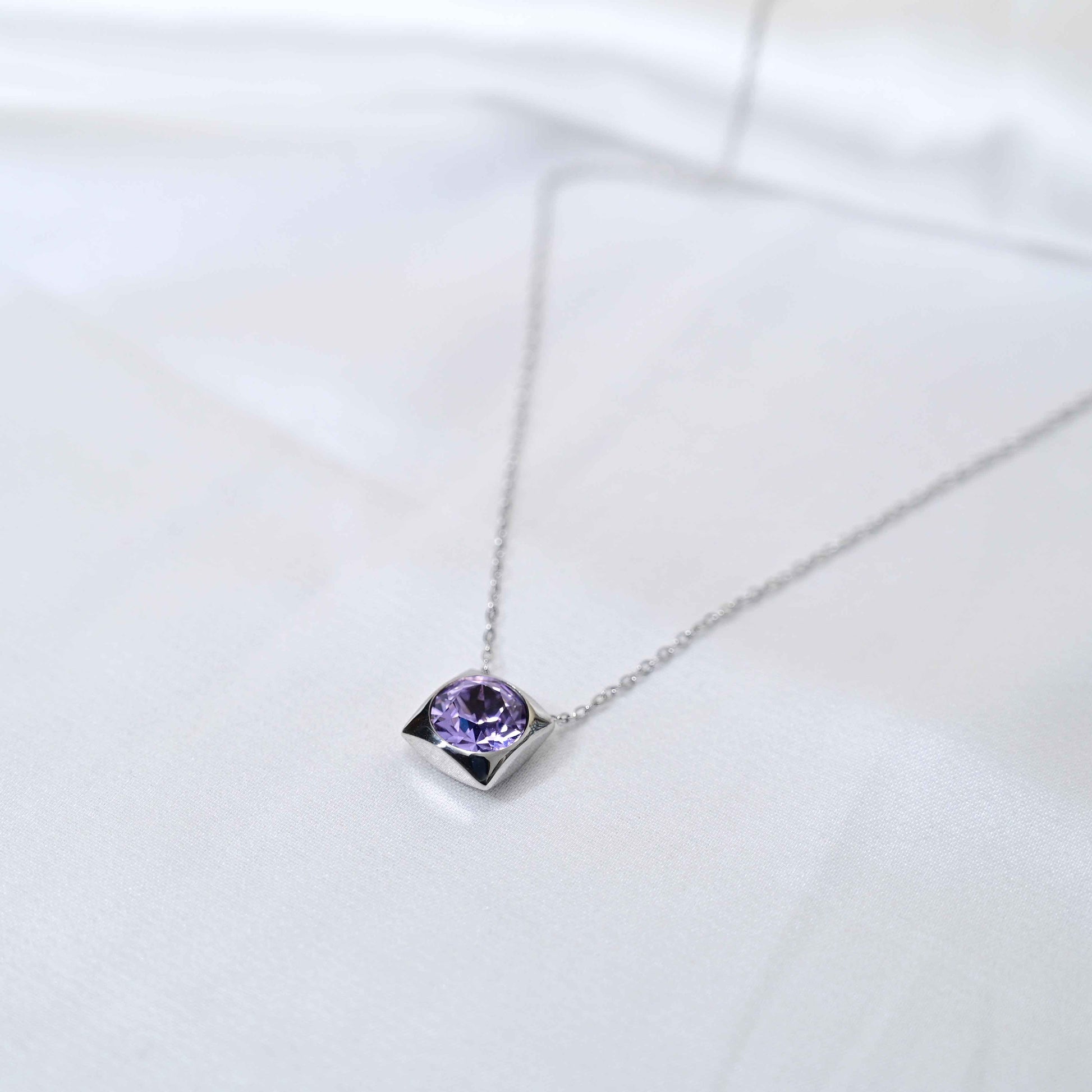 Purple Lilac crystal Pendant Necklace: Anti Tarnish jewelry