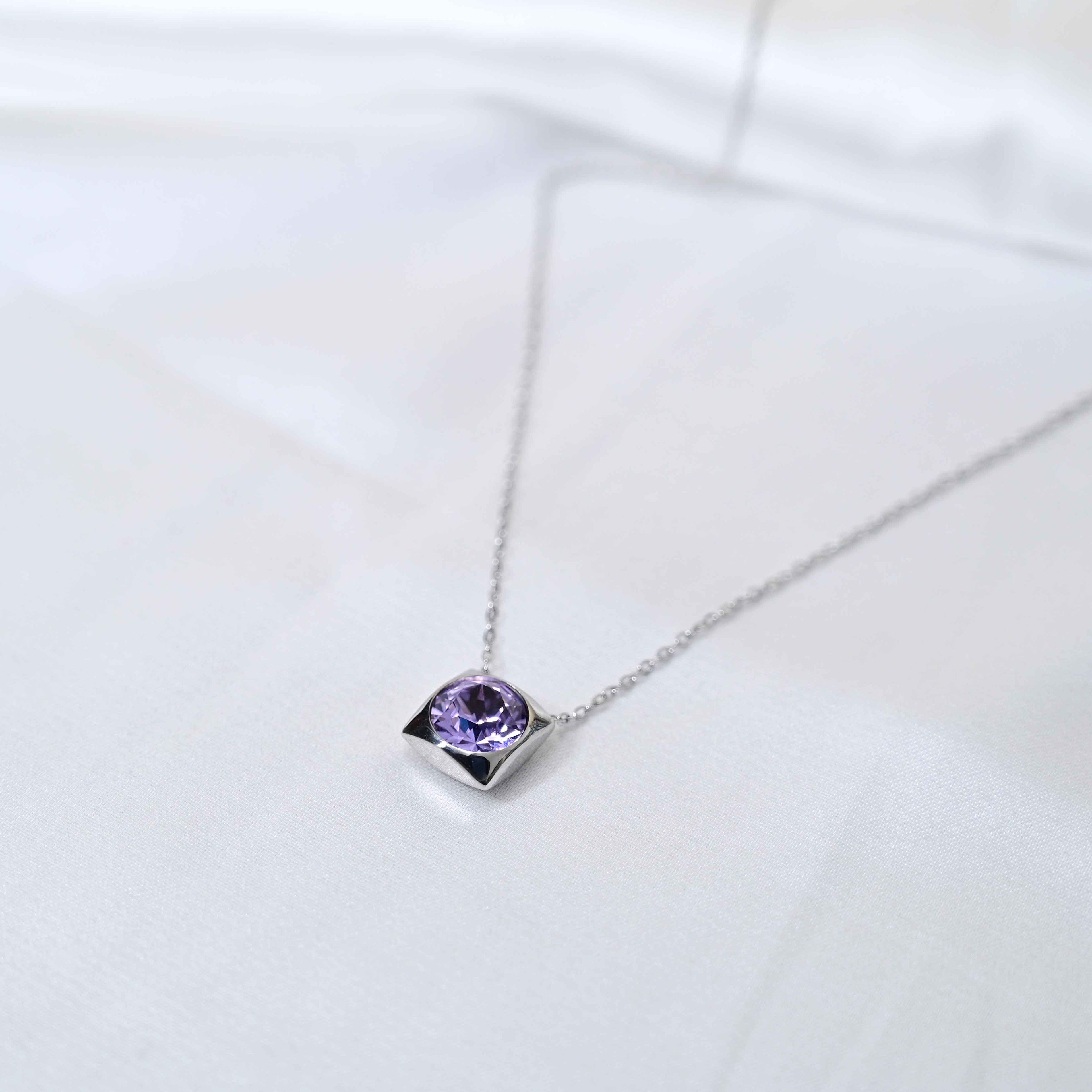 Purple Lilac crystal Pendant Necklace: Anti Tarnish jewelry