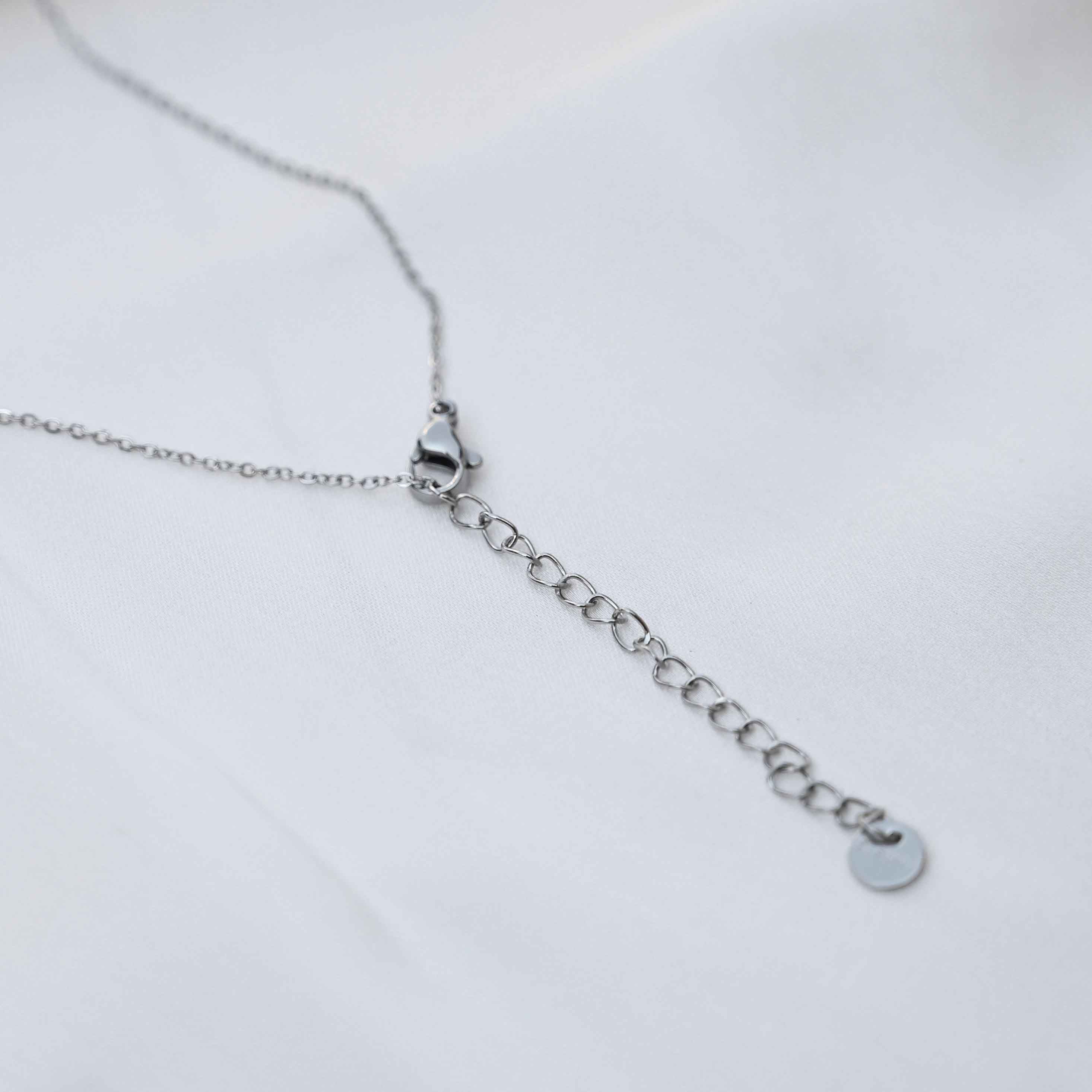 Pink crystal Pendant Necklace: Silver Chain - anti Tarnish jewellery