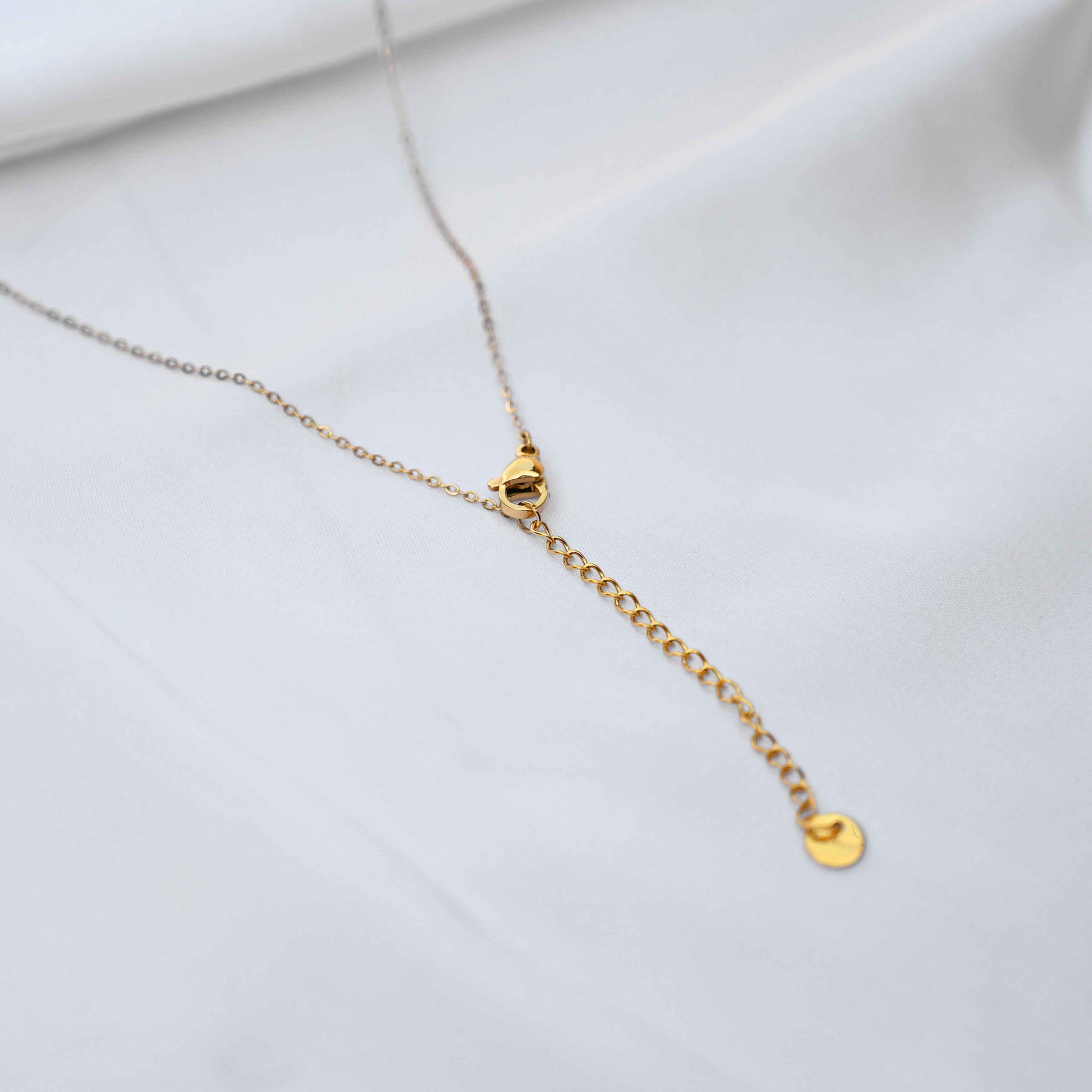Blue crystal Pendant Necklace: Golden Chain Anti Tarnish jewellery