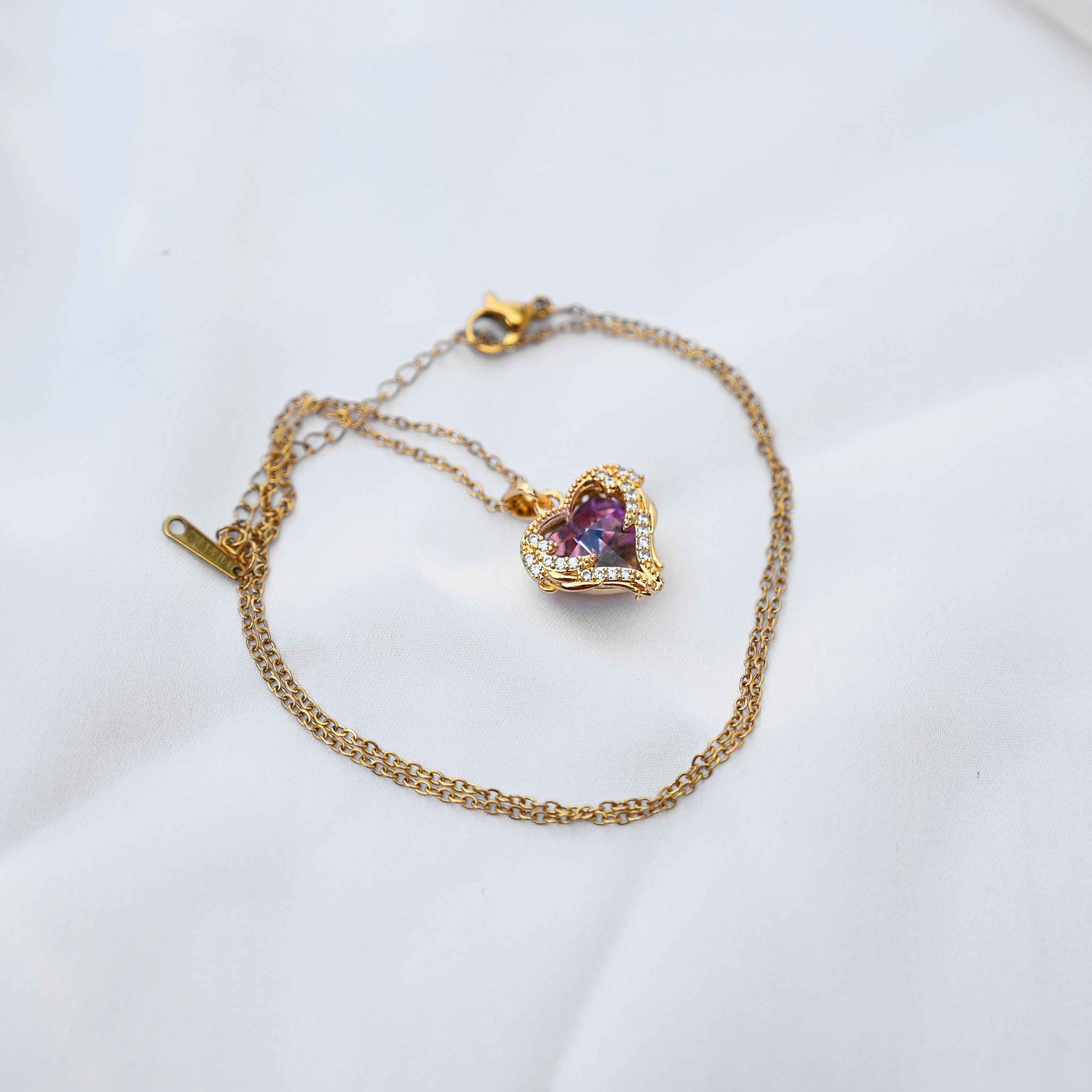 Colour changing crystal heart: Anti Tarnish jewellery