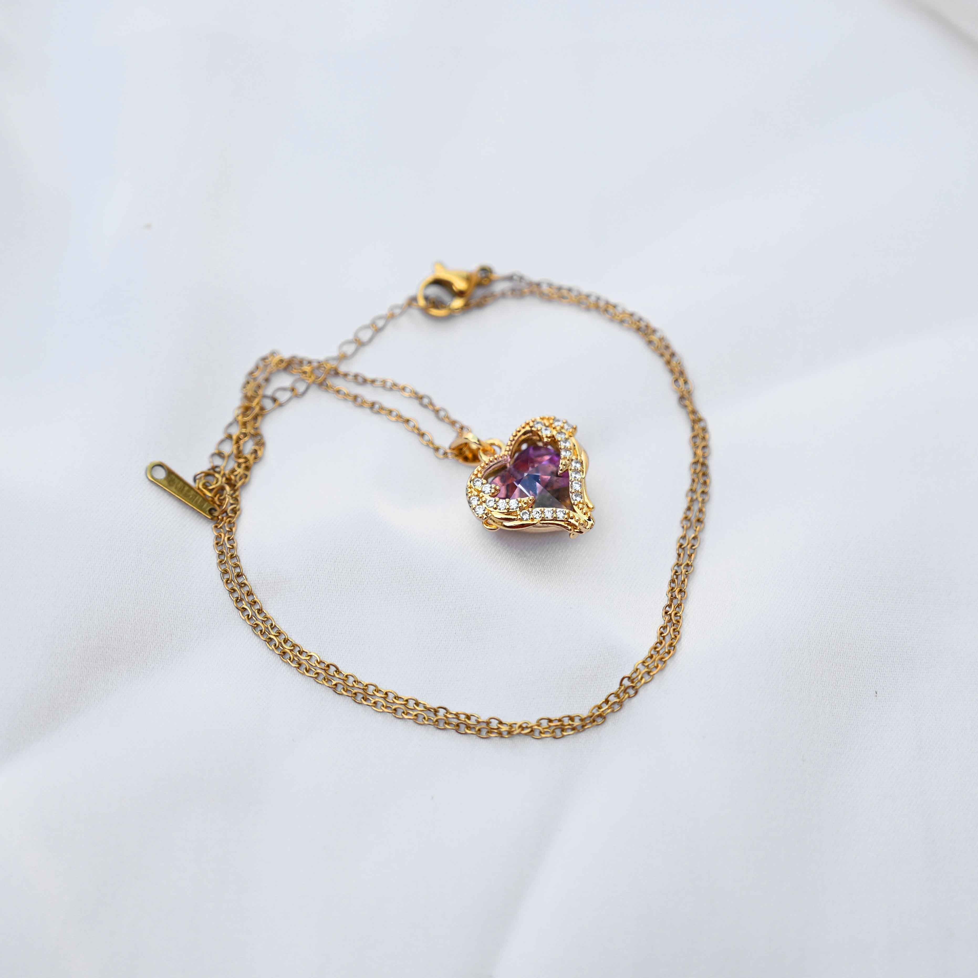 Colour changing crystal heart: Anti Tarnish jewellery