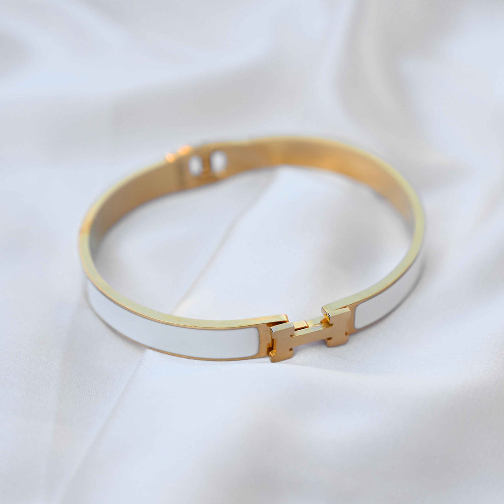 gold Hermes logo signature bracelet