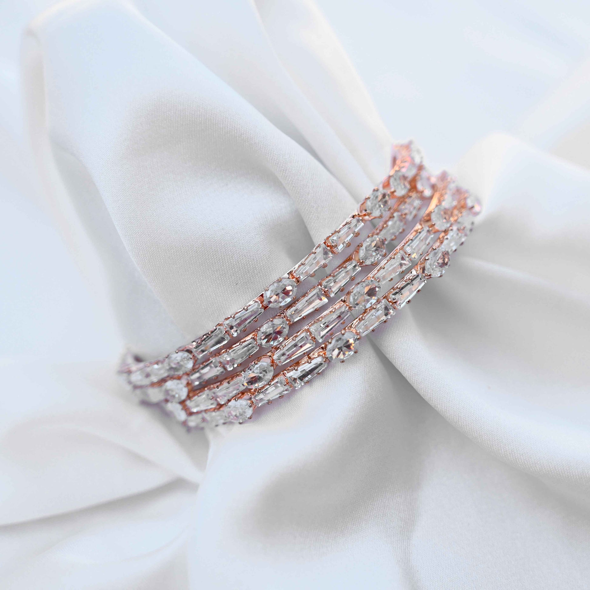 Multicut crystal bangles (American diamond)