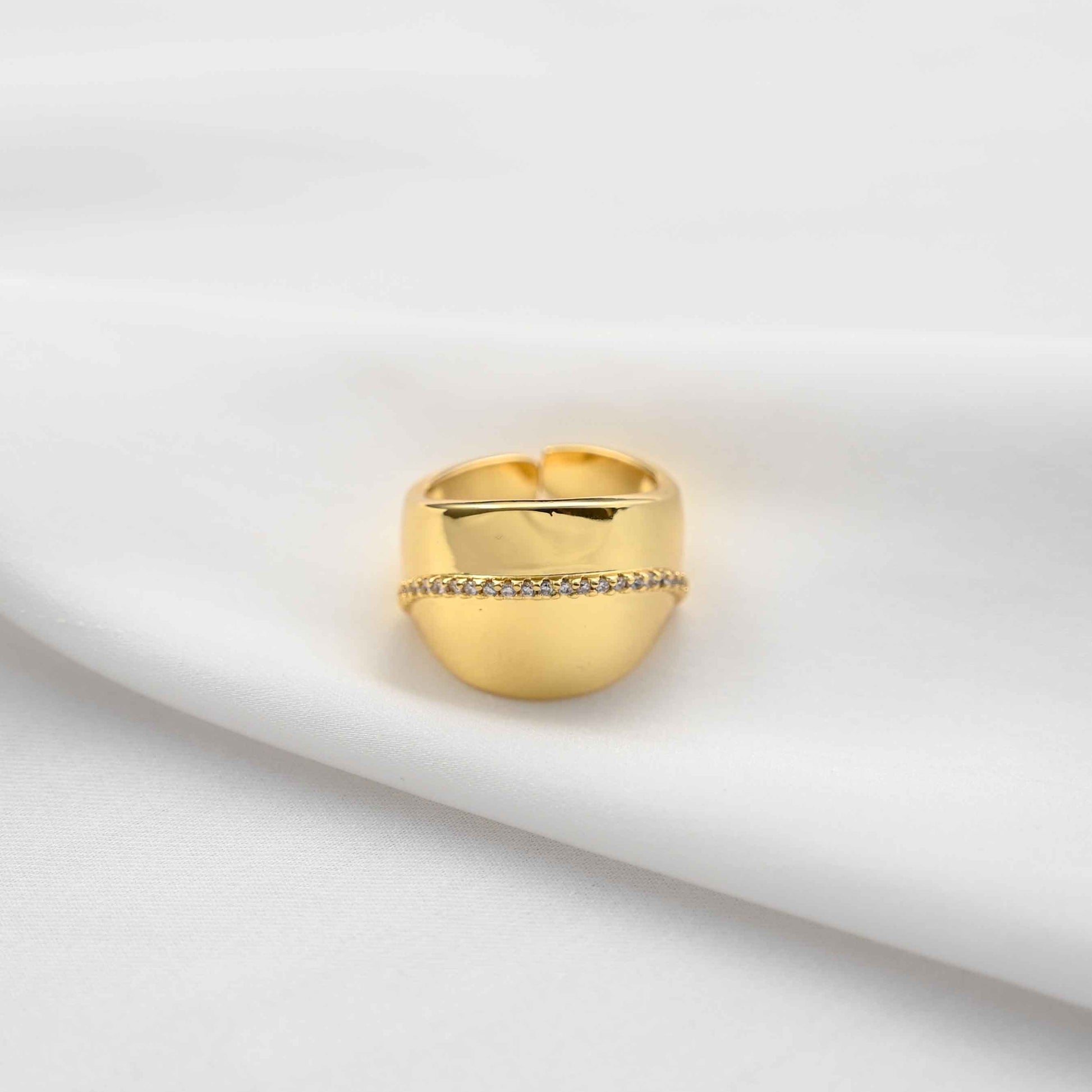 Crystal Dome Style adjustable Ring in gold