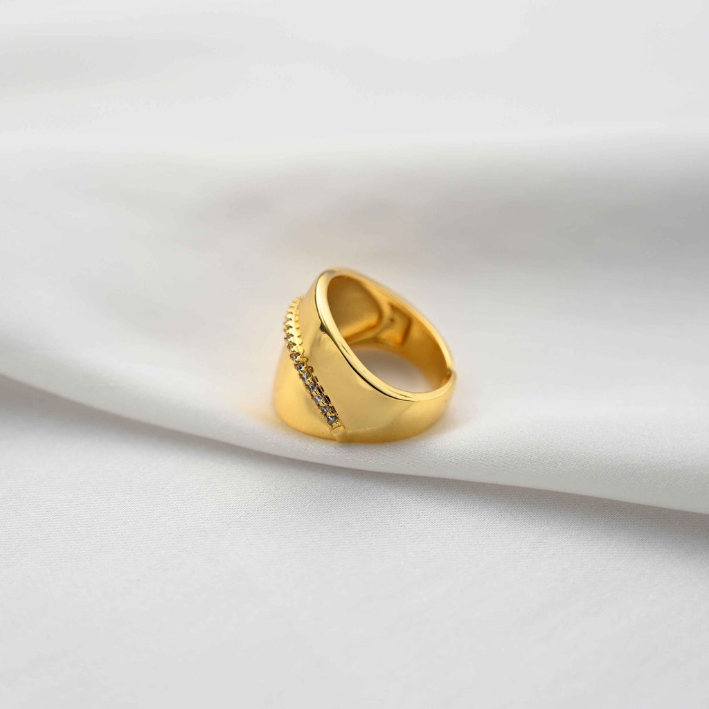 Crystal Dome Style adjustable Ring in gold