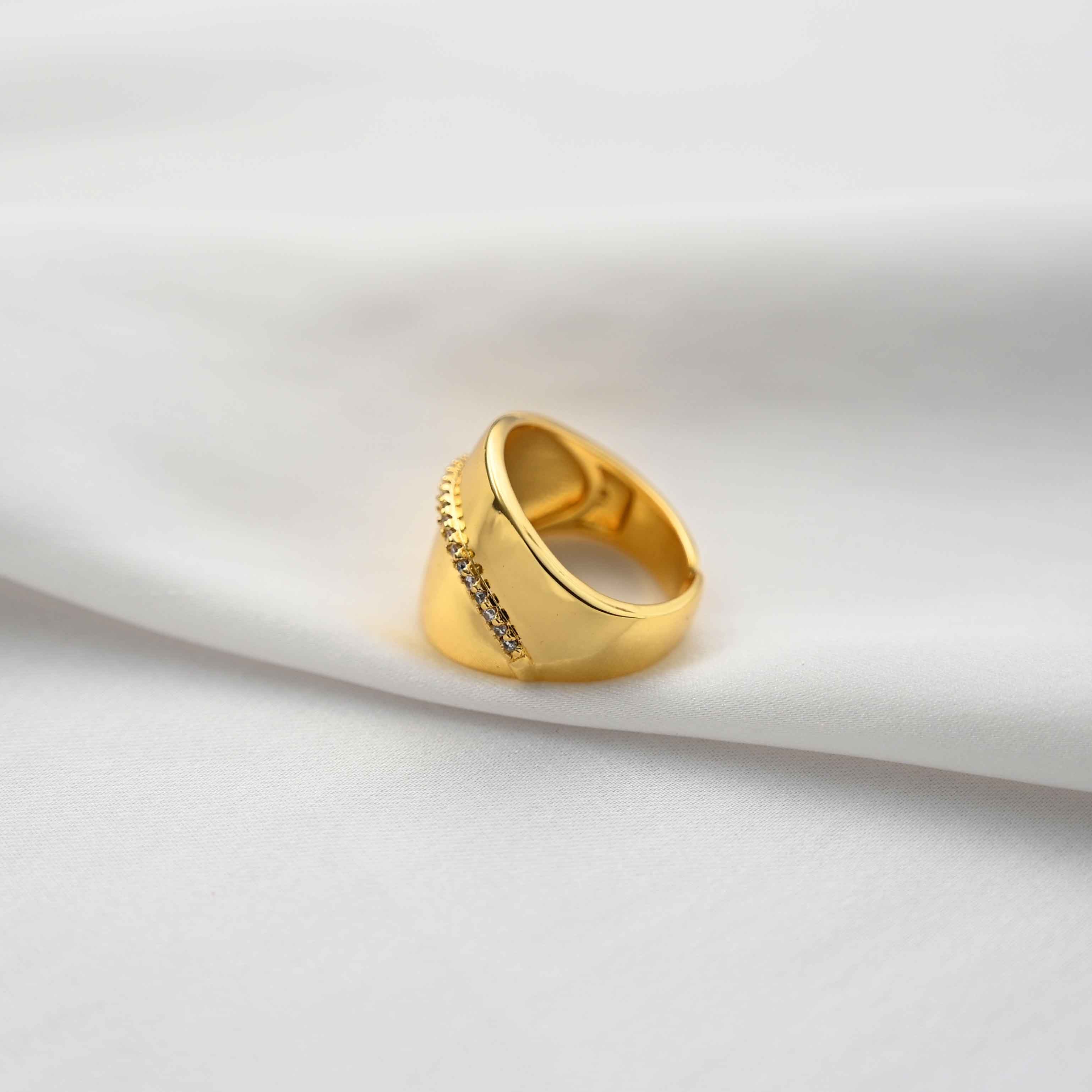 Crystal Dome Style adjustable Ring in gold