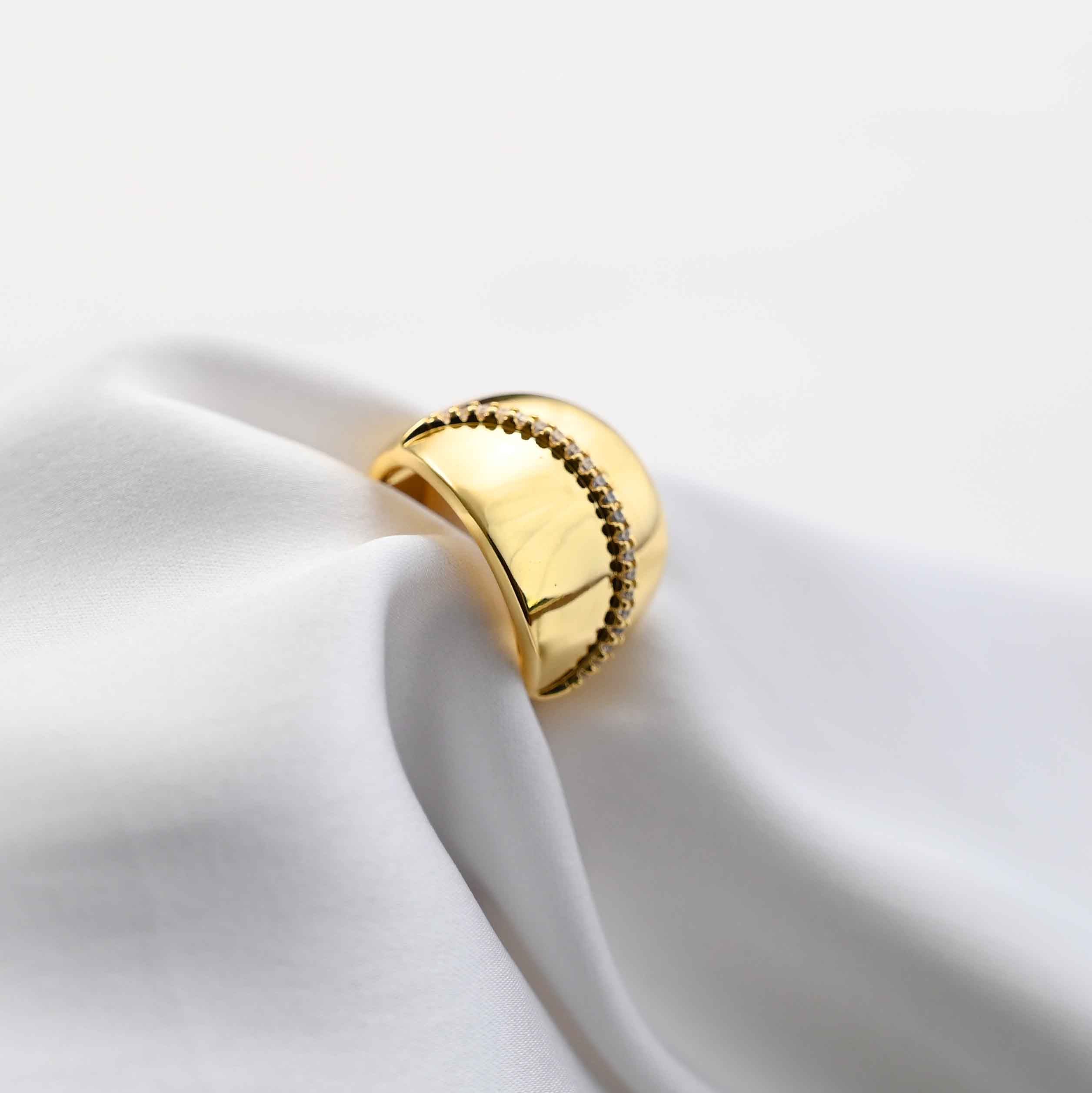 Crystal Dome Style adjustable Ring in gold