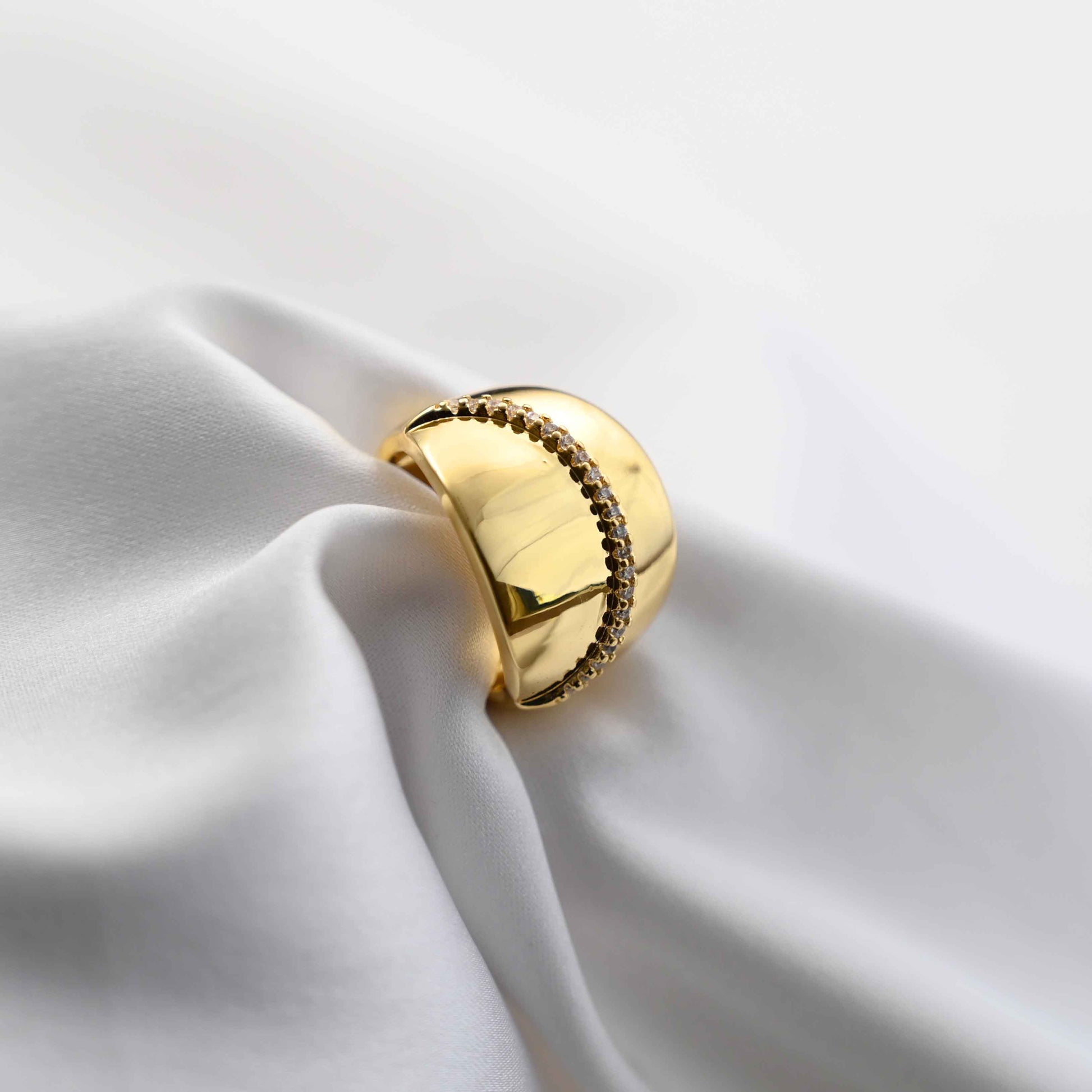 Crystal Dome Style adjustable Ring in gold