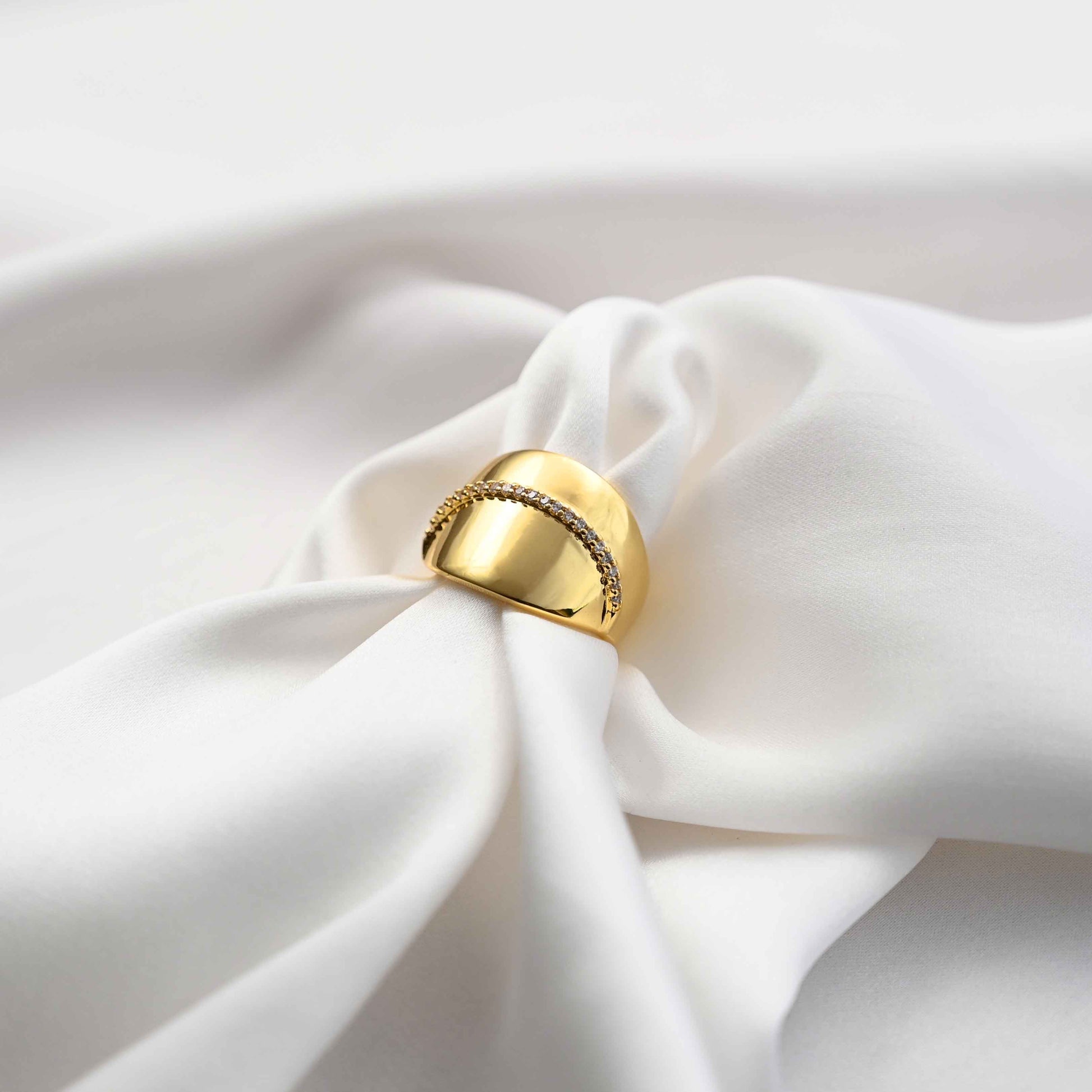 Crystal Dome Style adjustable Ring in gold