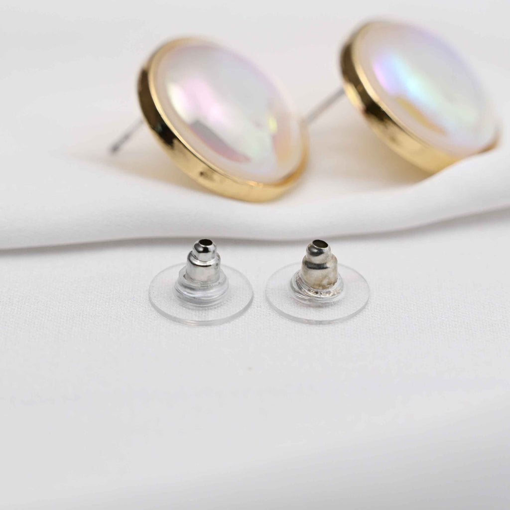 Round pearl bezel earrings