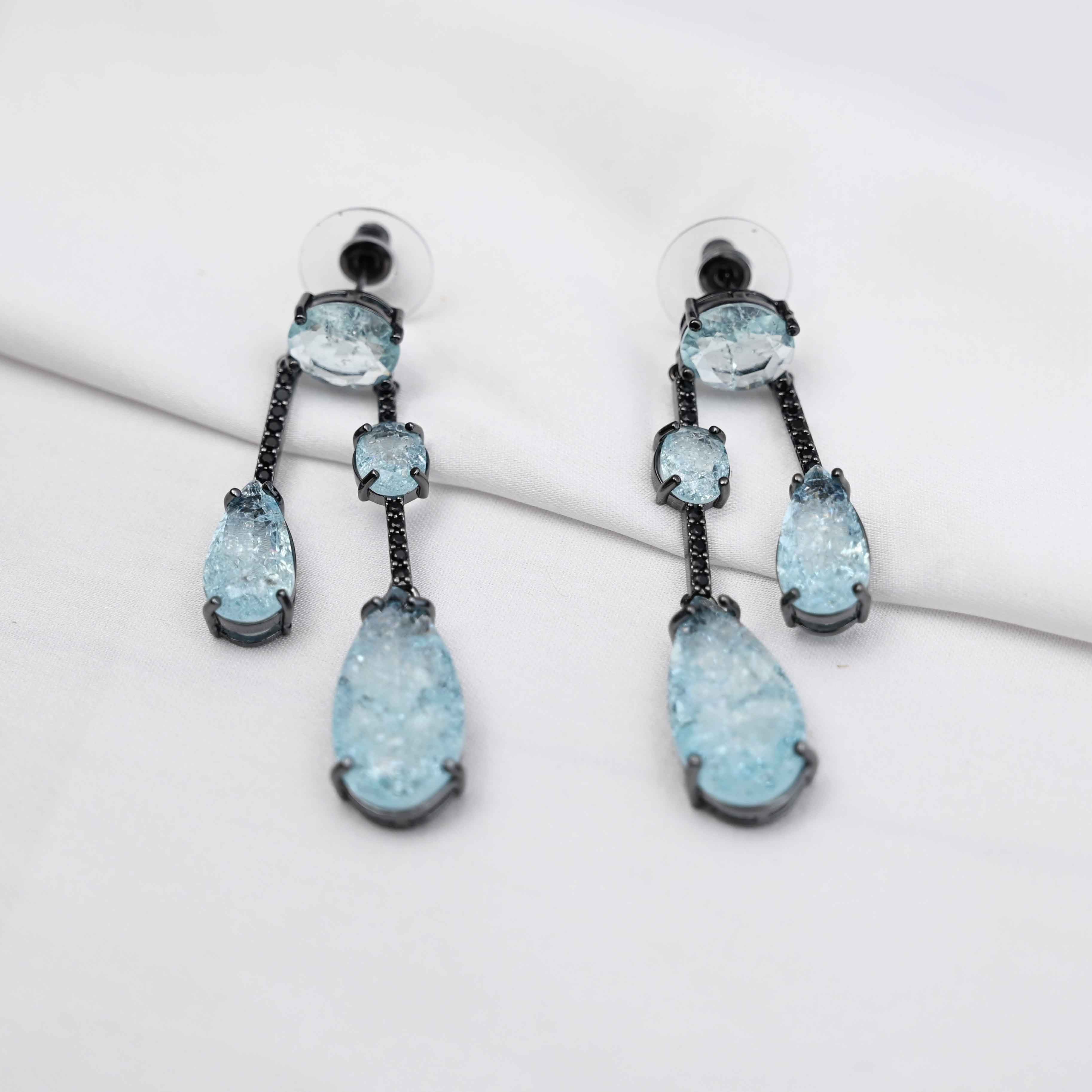 American diamond Zircon drops earrings (ice blue)