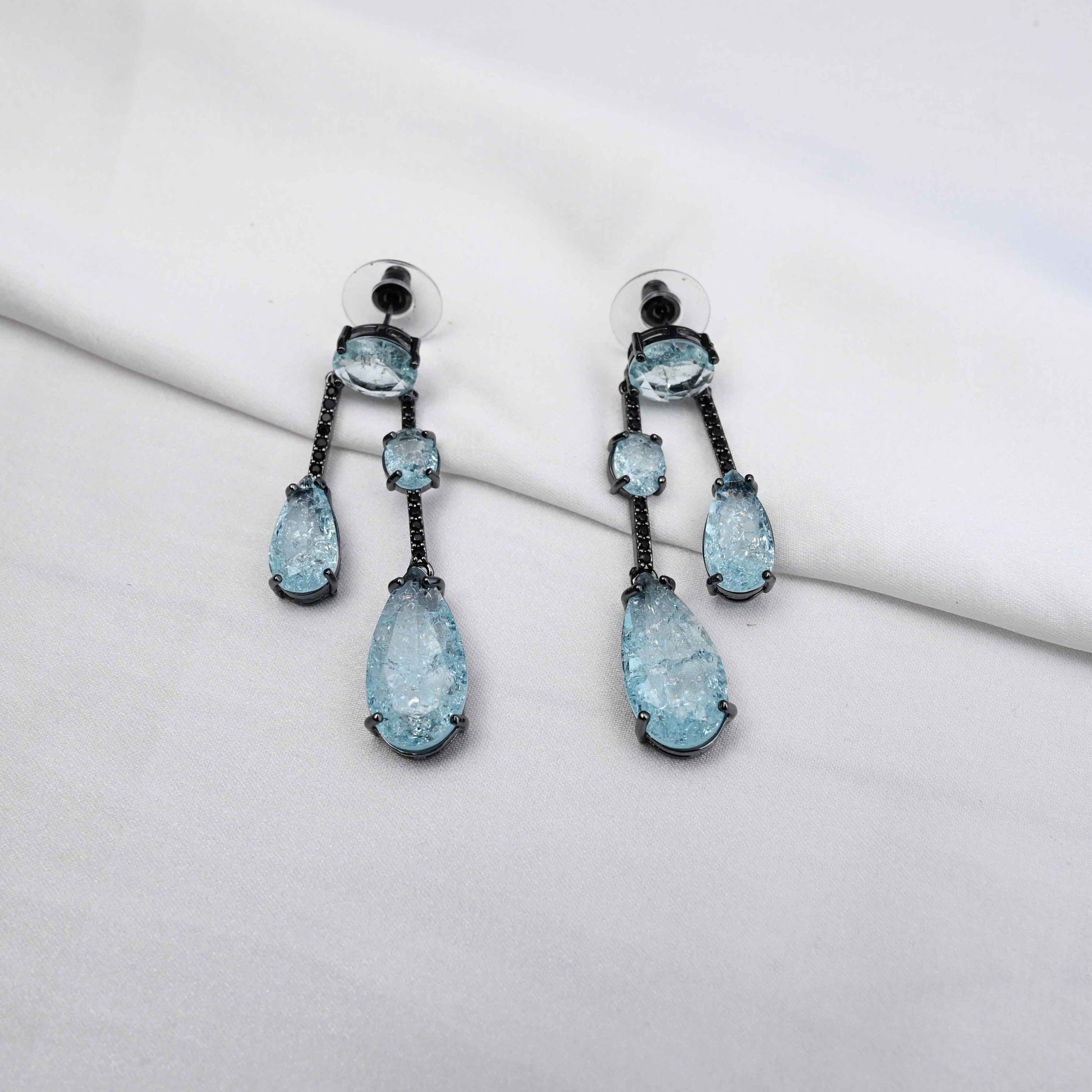 American diamond Zircon drops earrings (ice blue)