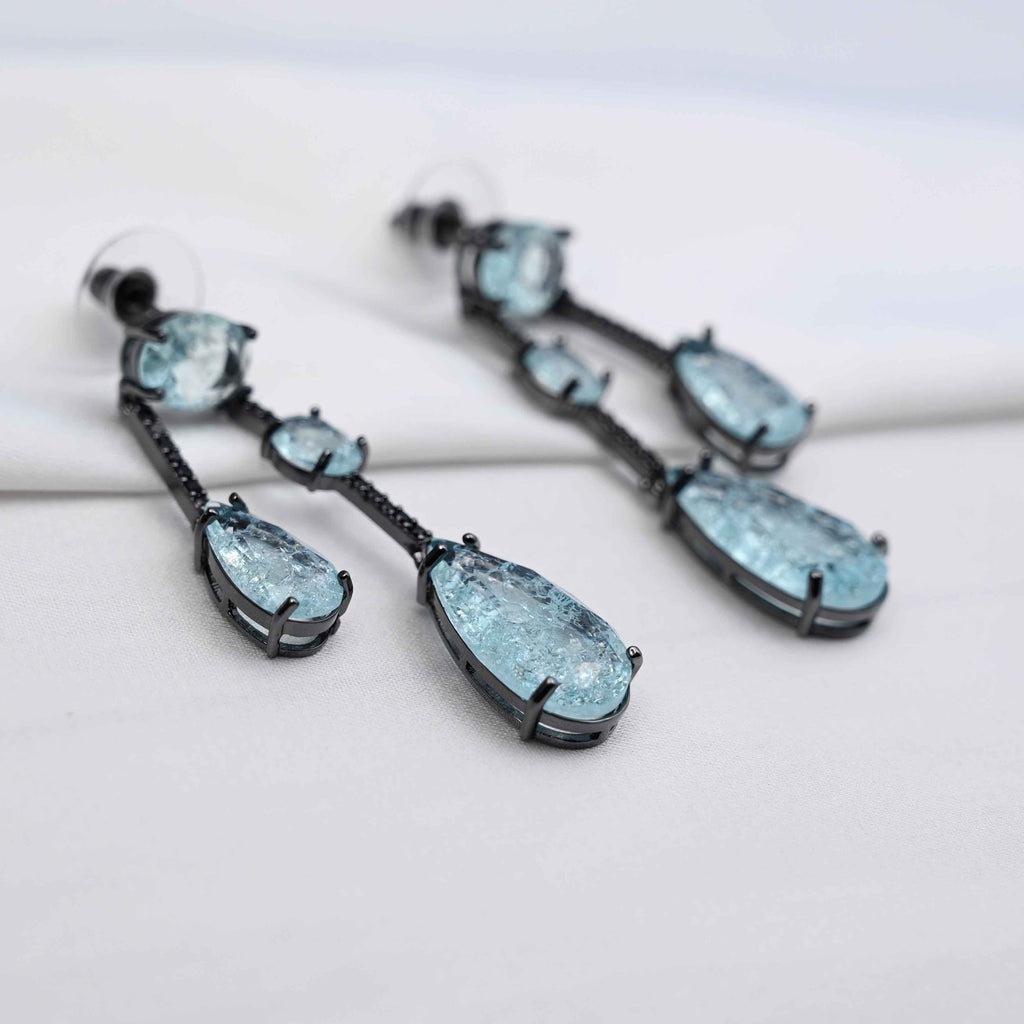 American diamond Zircon drops earrings (ice blue)