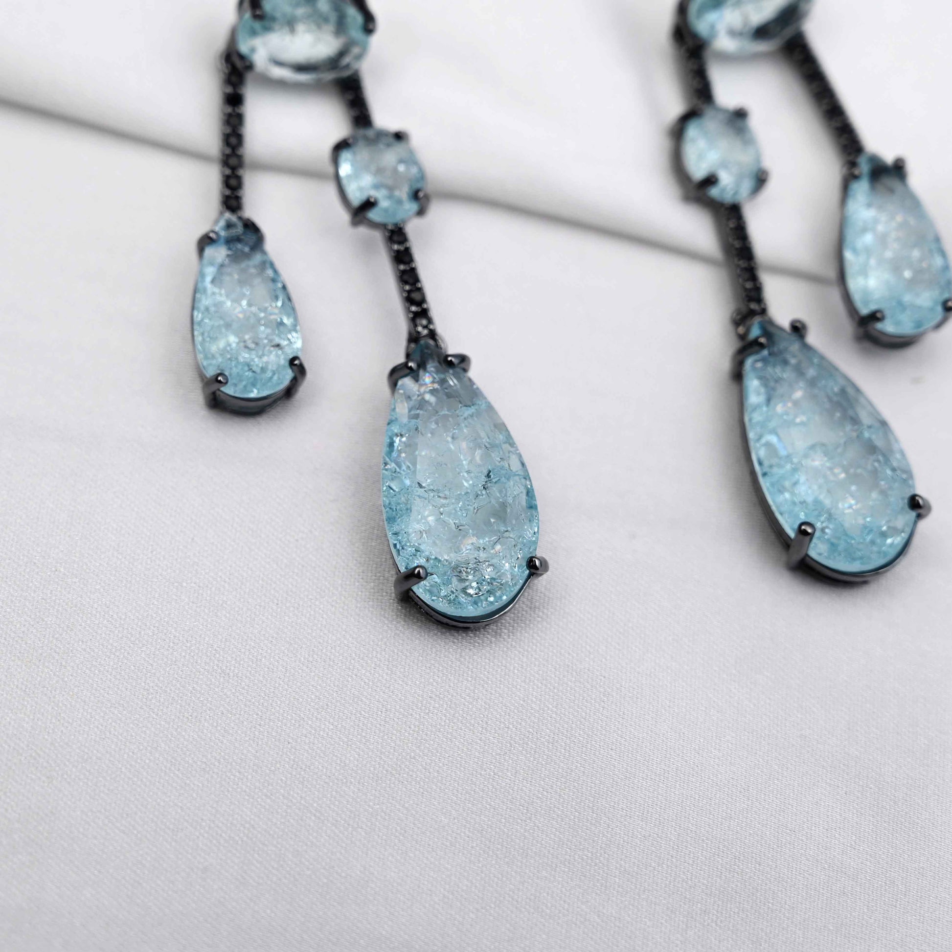 American diamond Zircon drops earrings (ice blue)