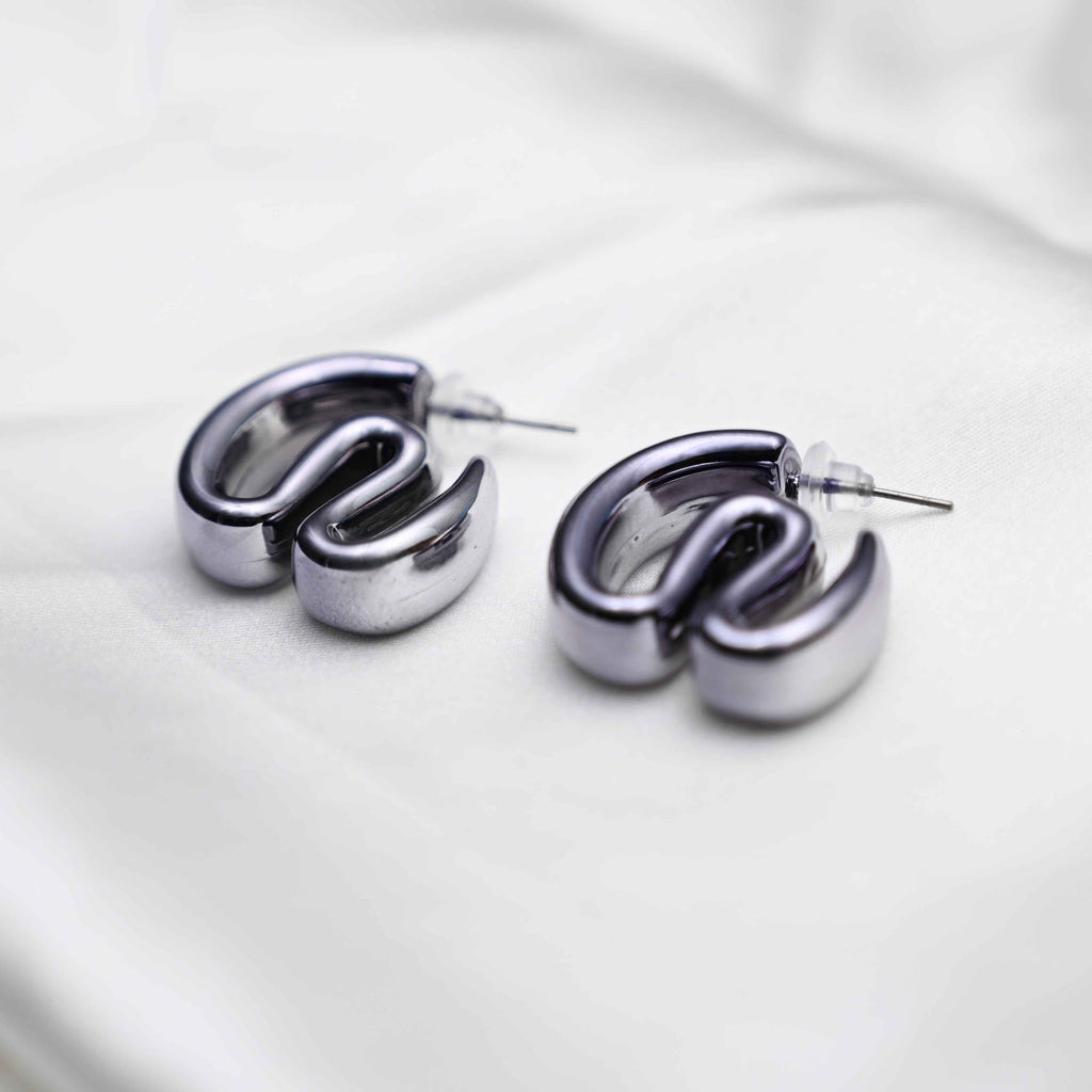 Dark silver inflated earrings