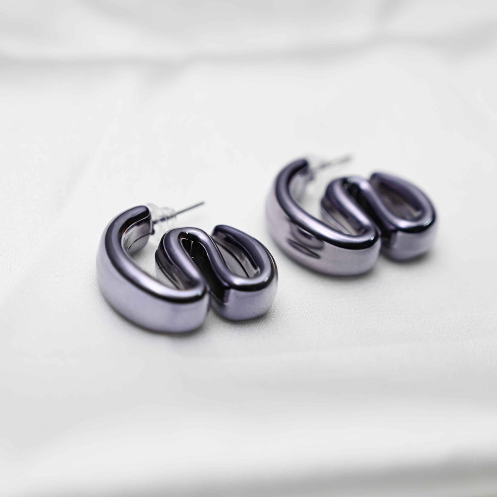 Dark silver inflated earrings