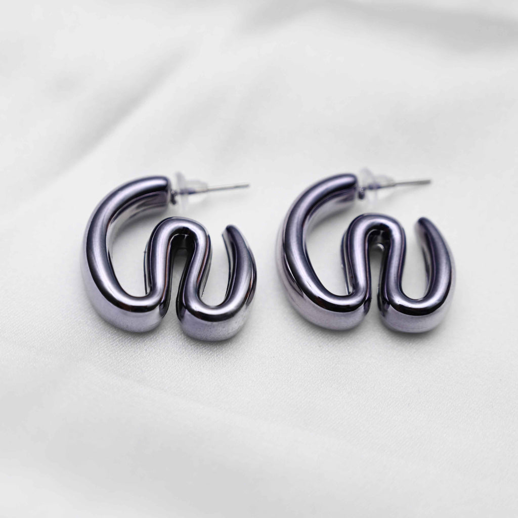 Dark silver inflated earrings