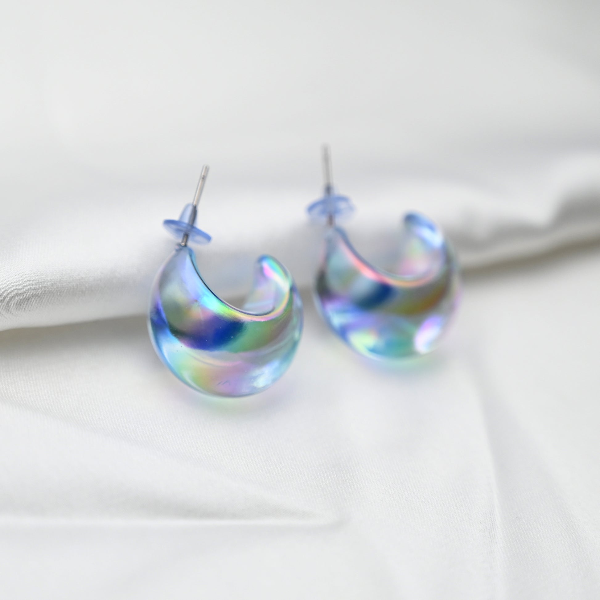Transparent reflecting moon earrings