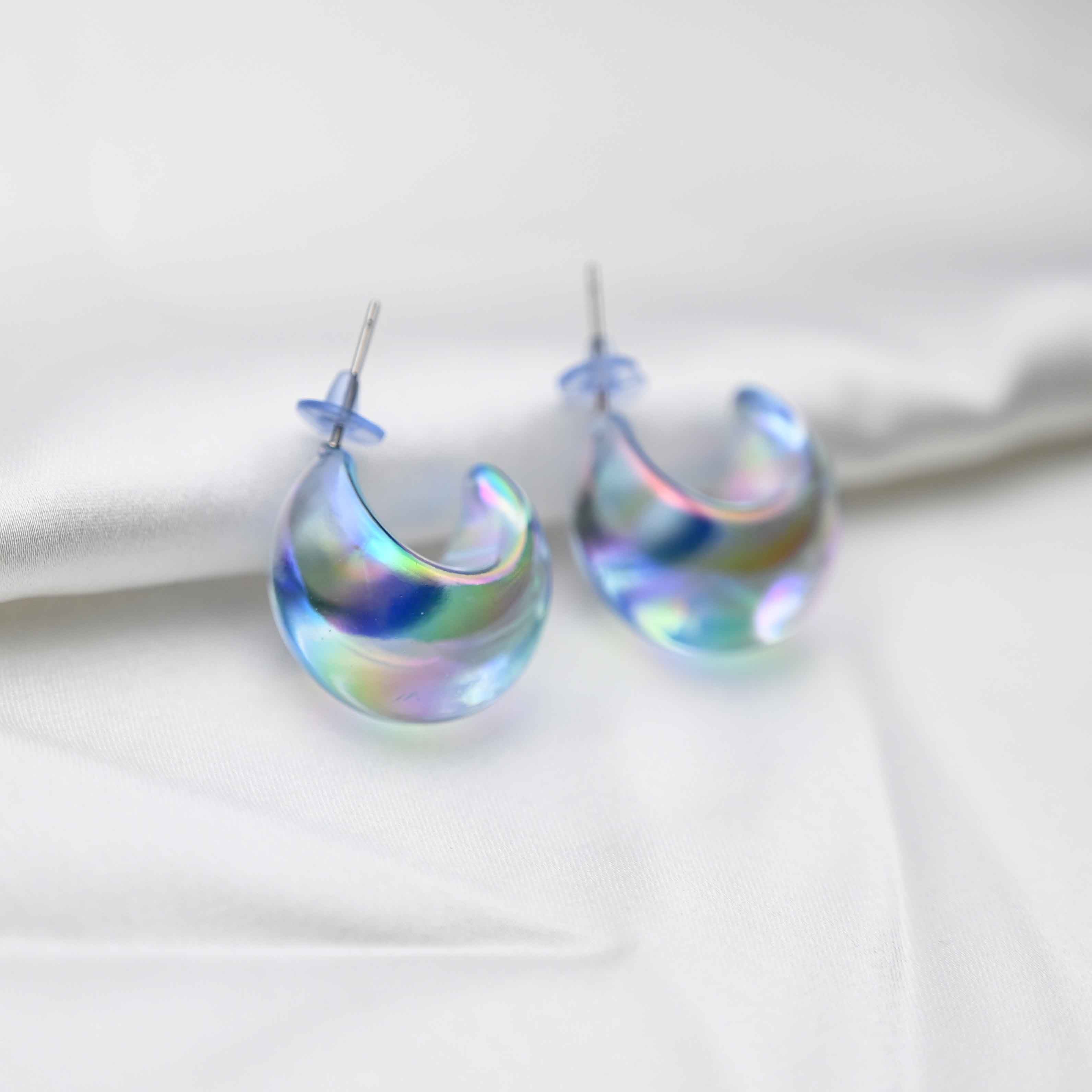 Transparent reflecting moon earrings