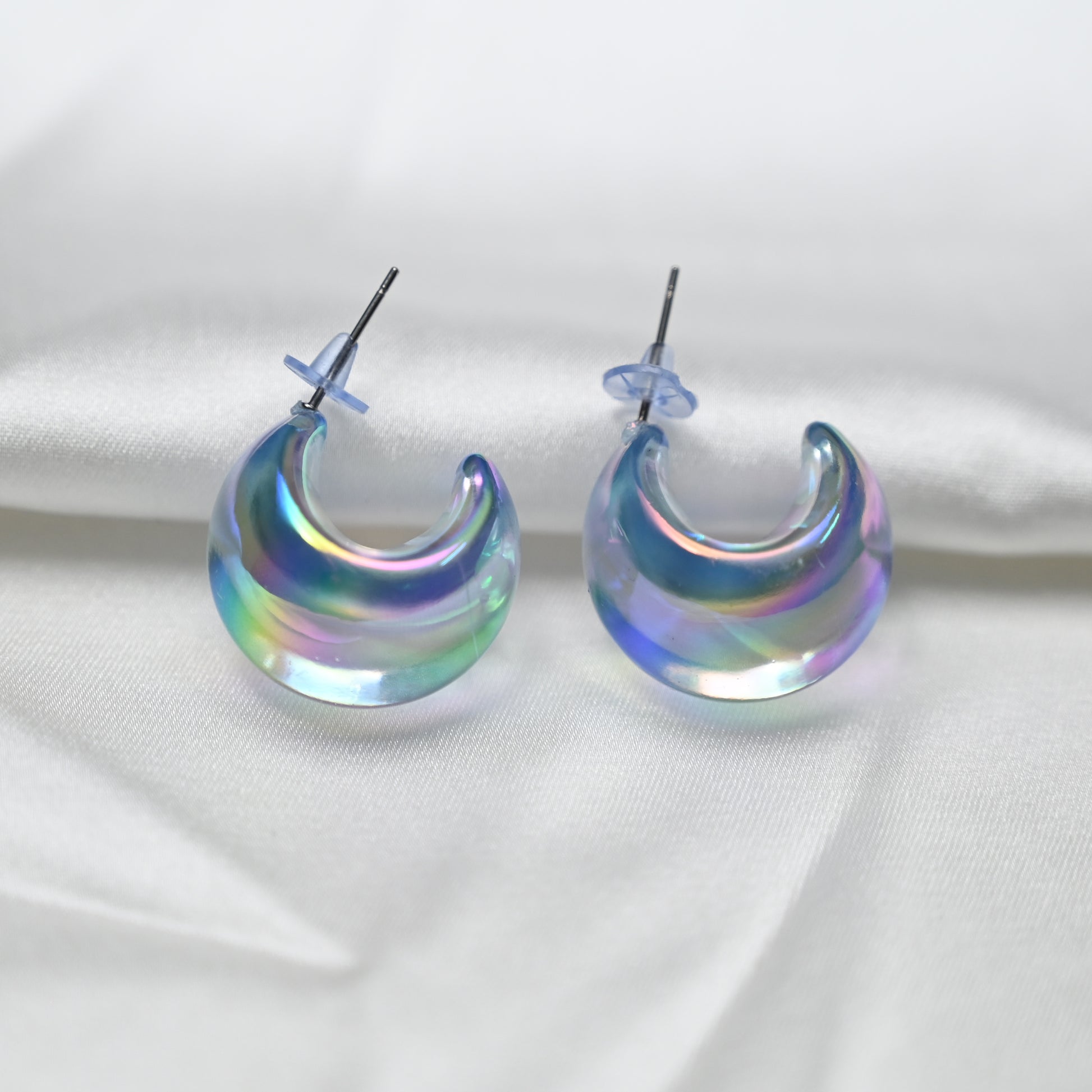 Transparent reflecting moon earrings