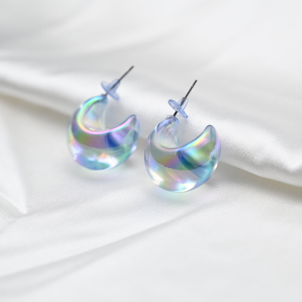 Transparent reflecting moon earrings