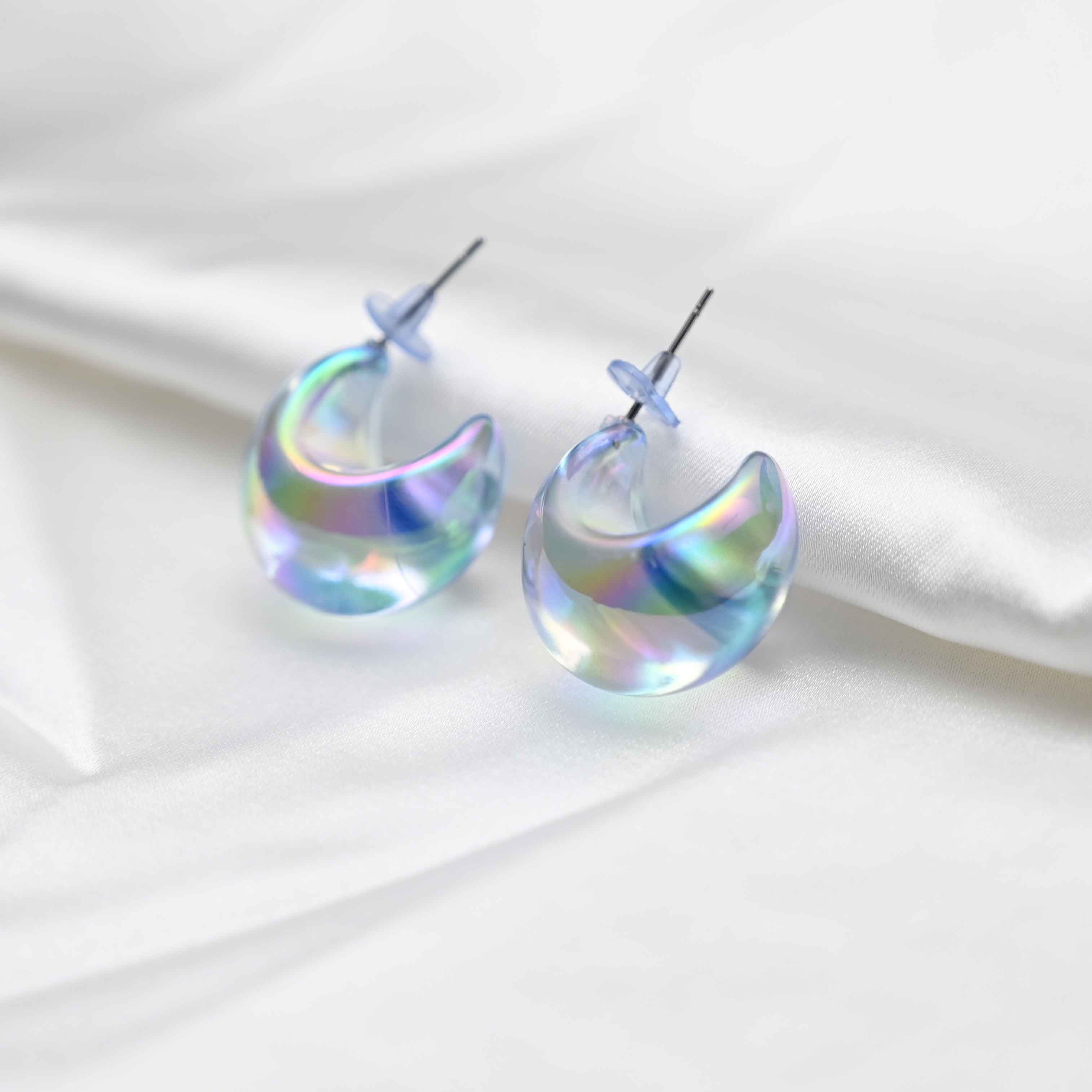 Transparent reflecting moon earrings
