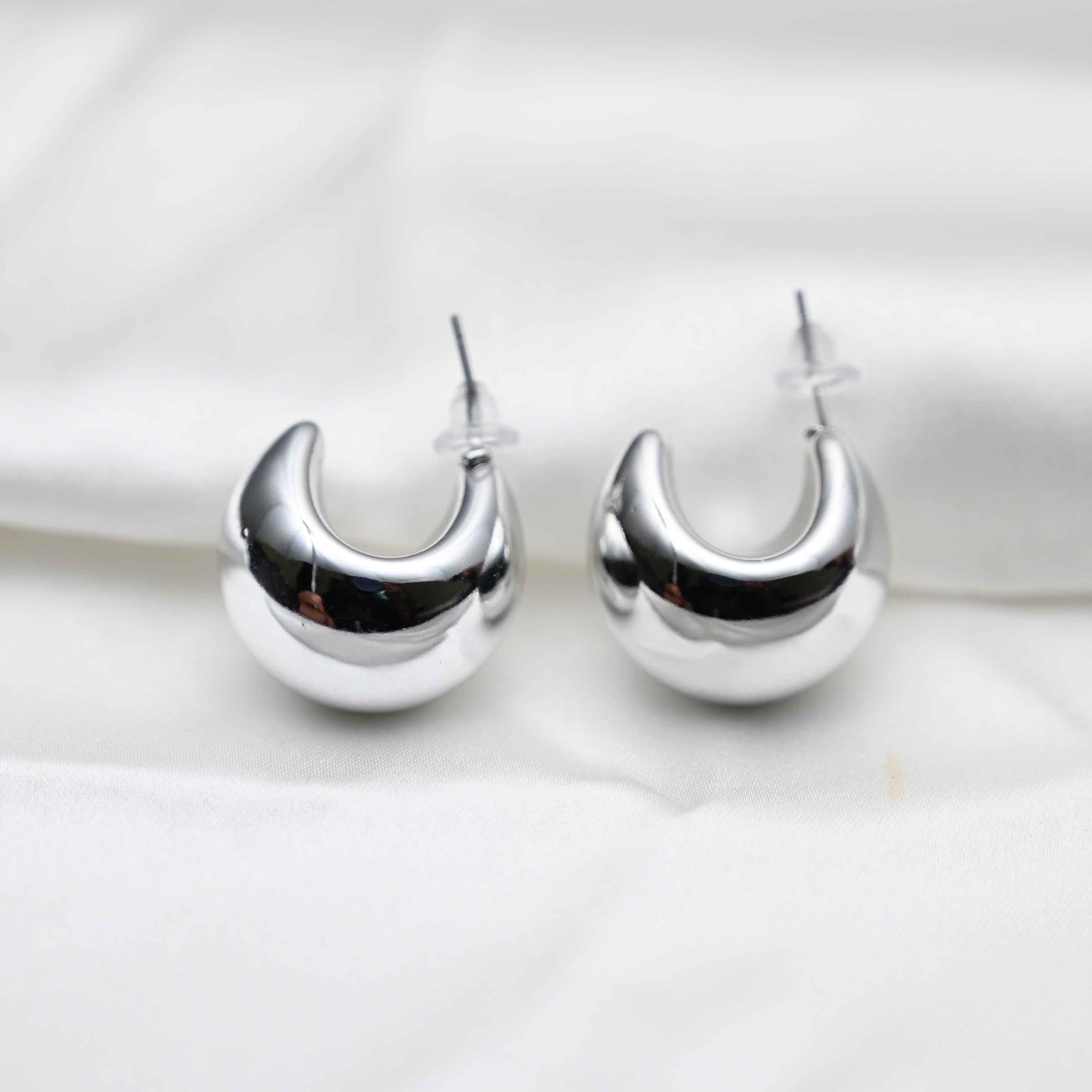 Silver moon earrings