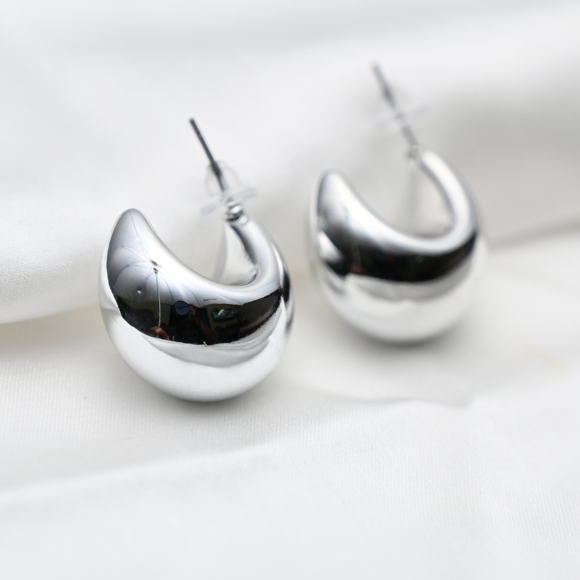 Silver moon earrings