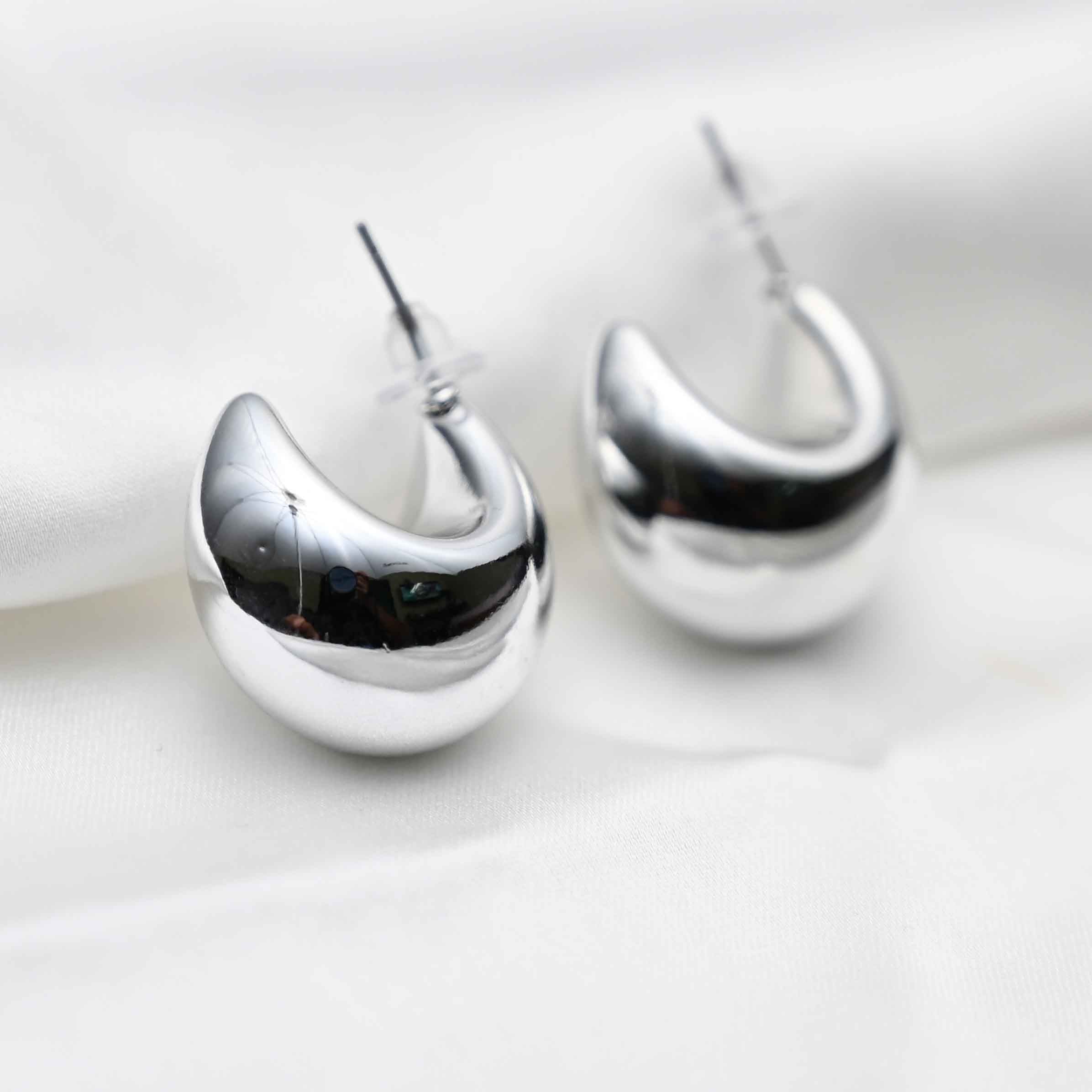 Silver moon earrings