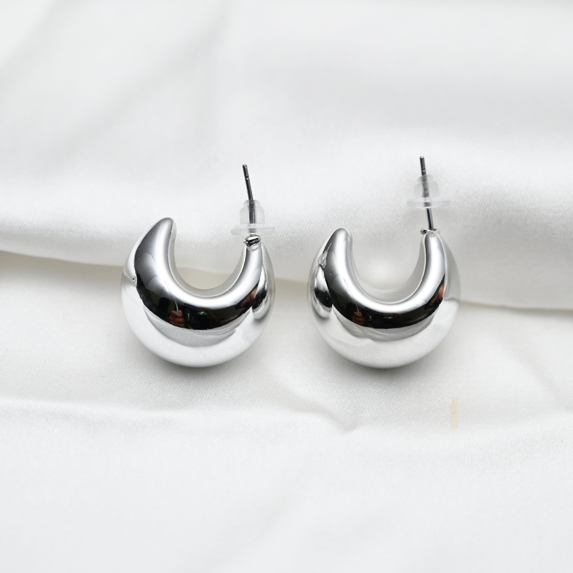 Silver moon earrings