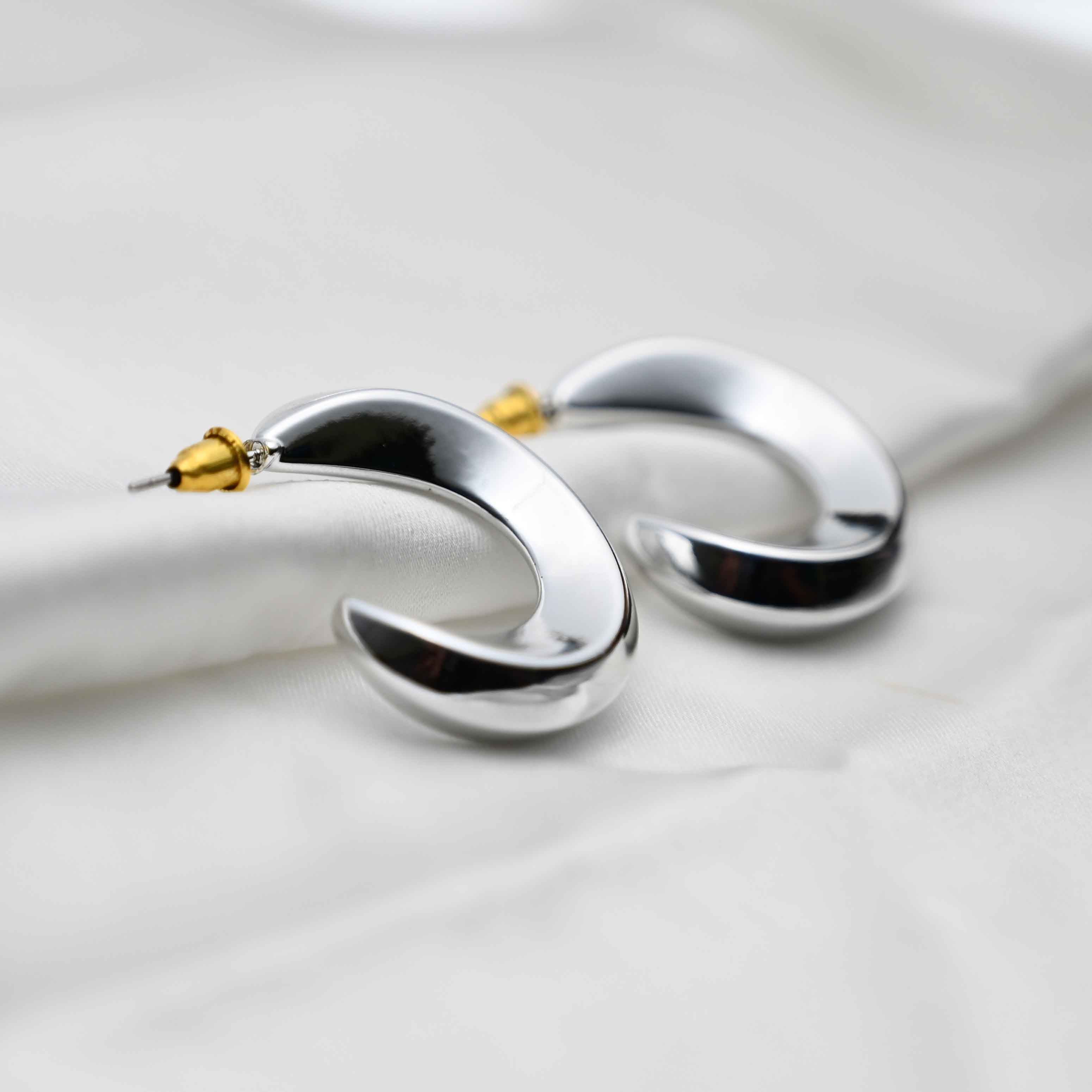 Sleek silver hoop earrings